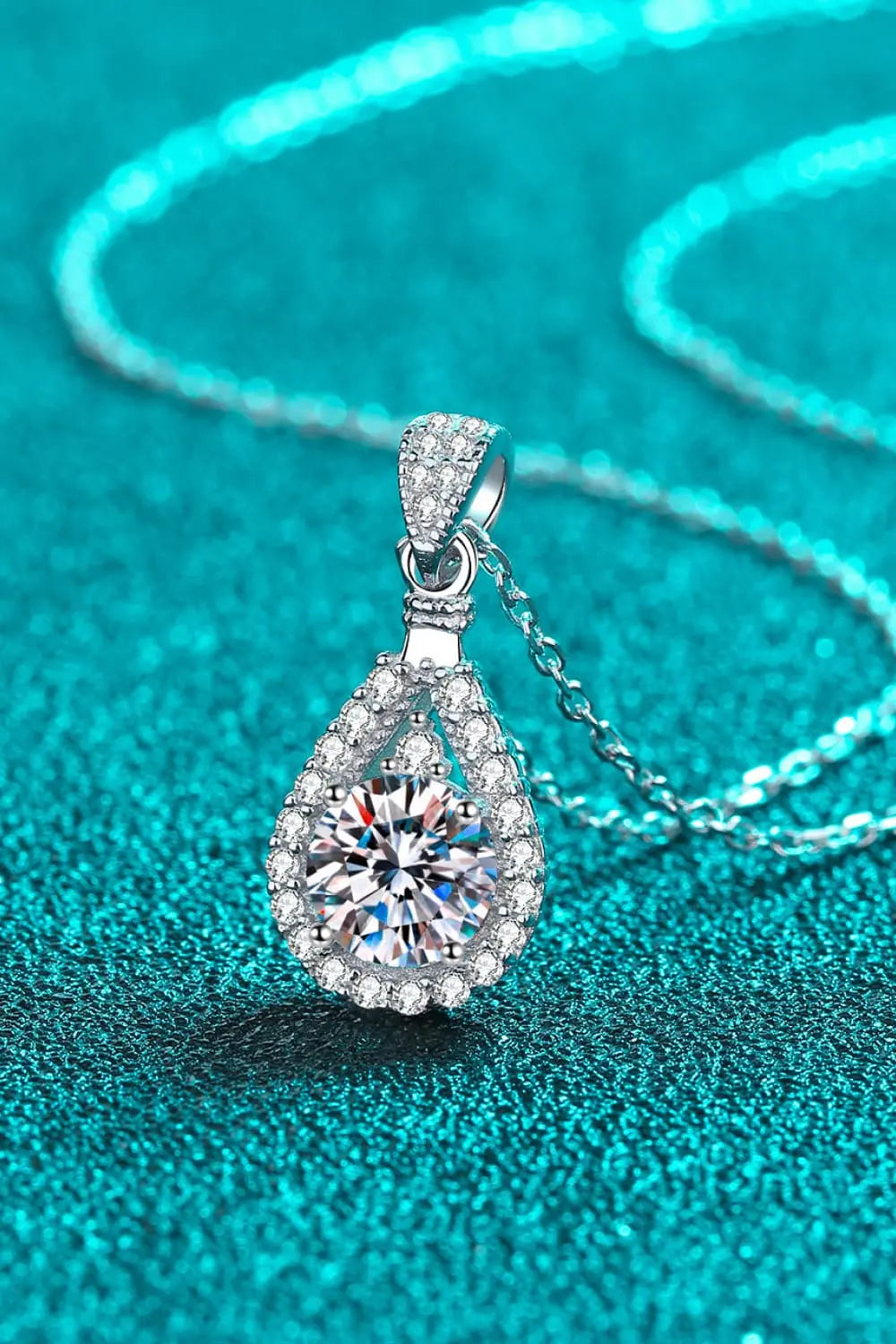 2 Carat Moissanite Teardrop Pendant 925 Sterling Silver Necklace - SmileBen