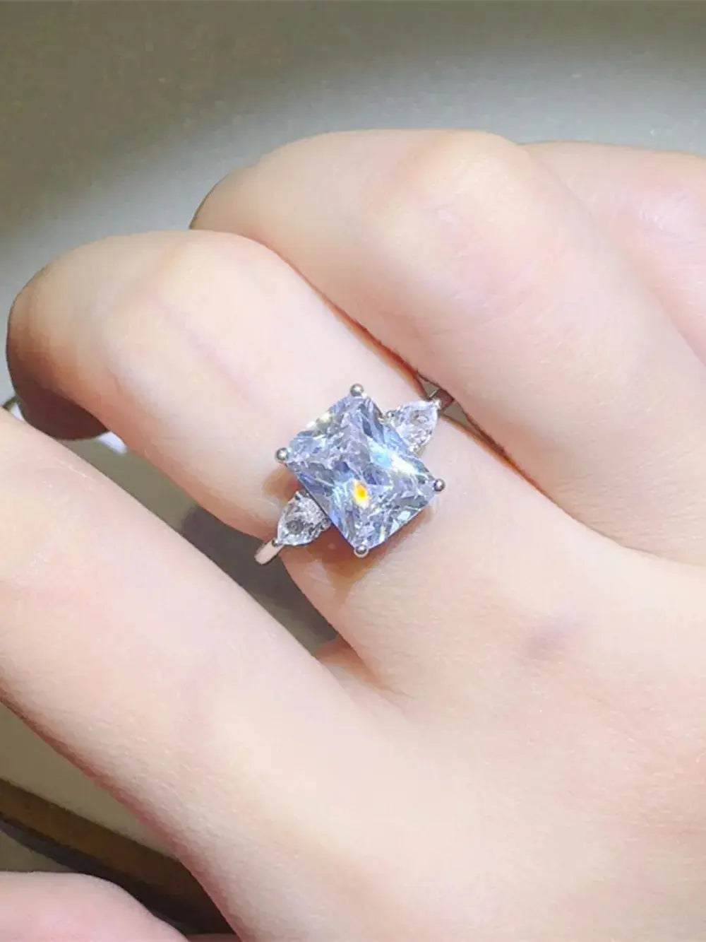 3 Carat Moissanite 925 Sterling Silver Square Shape Ring - SmileBen