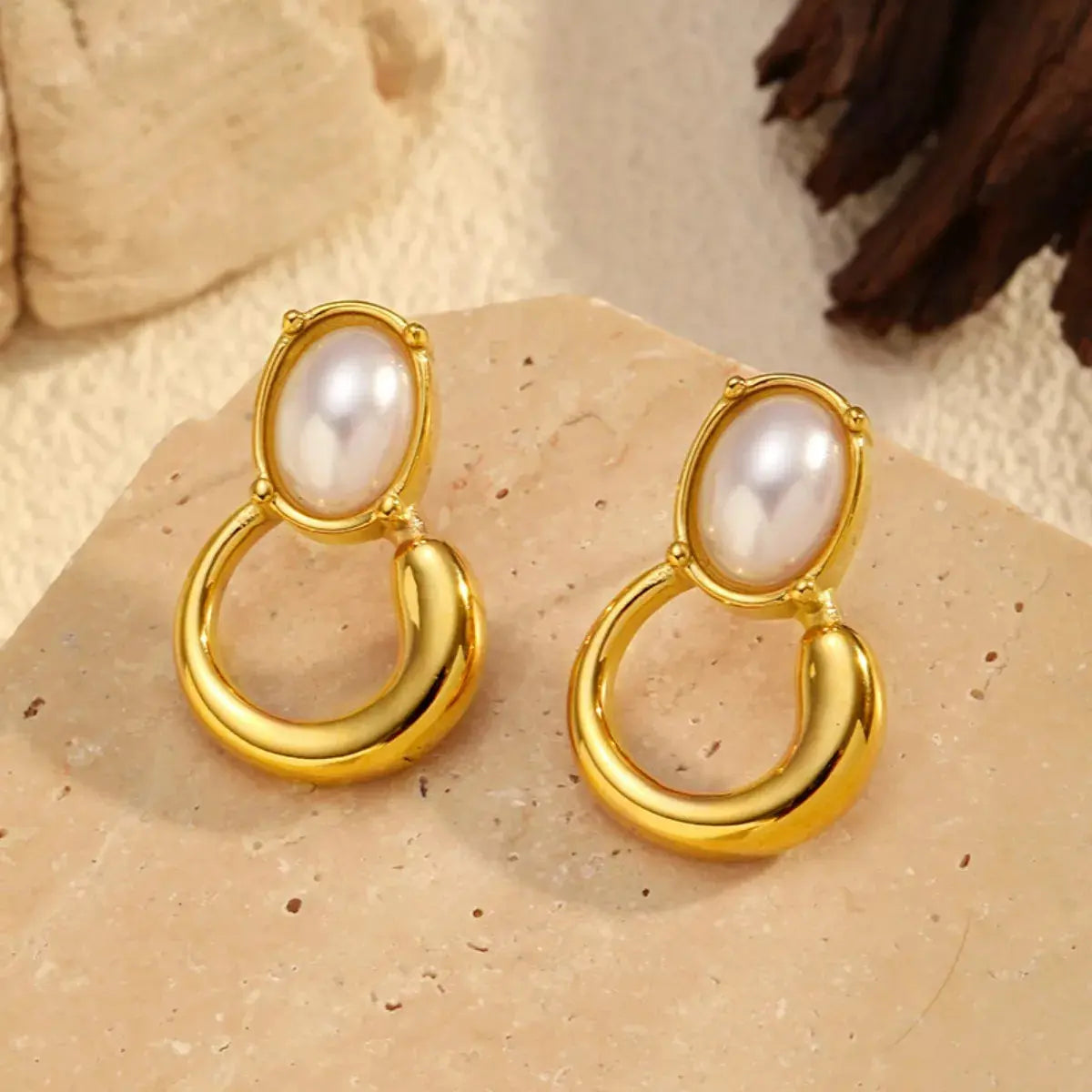 18K Gold-Plated Pearl Earrings - SmileBen