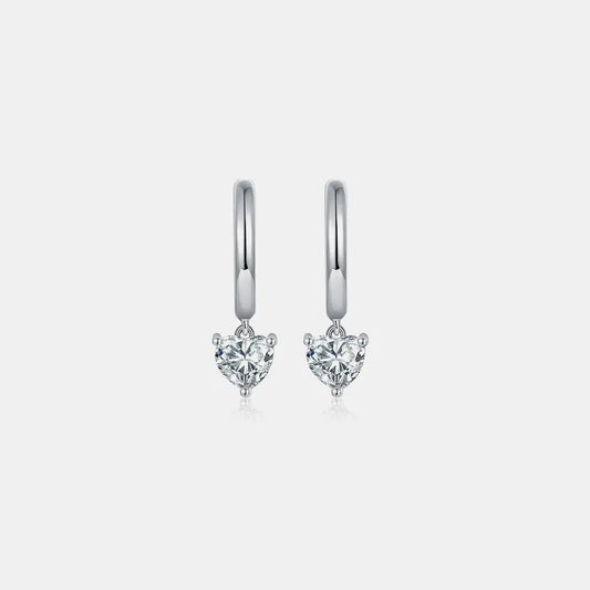 1 Carat Moissanite 925 Sterling Silver Heart Earrings - SmileBen