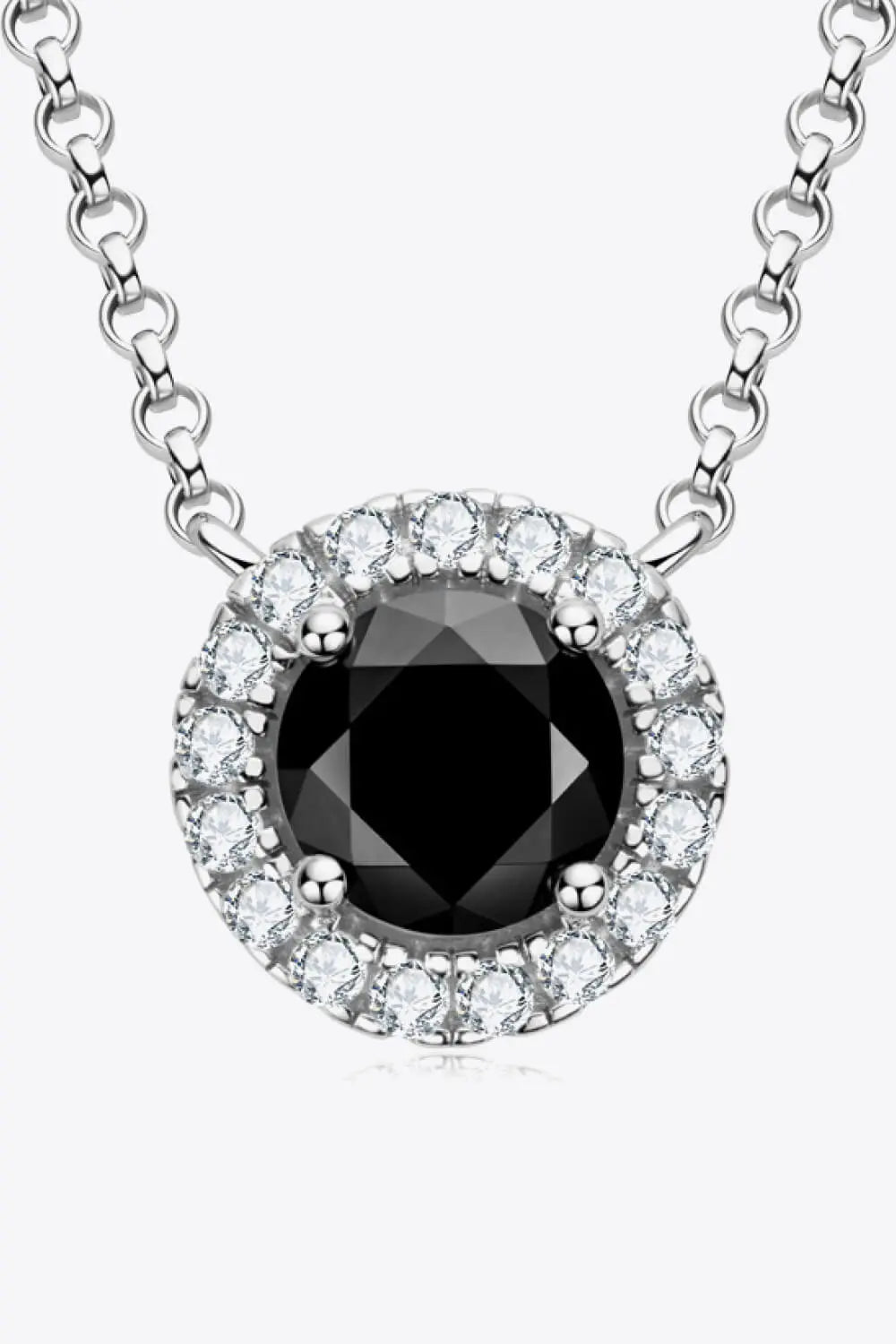 Two-Tone 1 Carat Moissanite Round Pendant Necklace - SmileBen