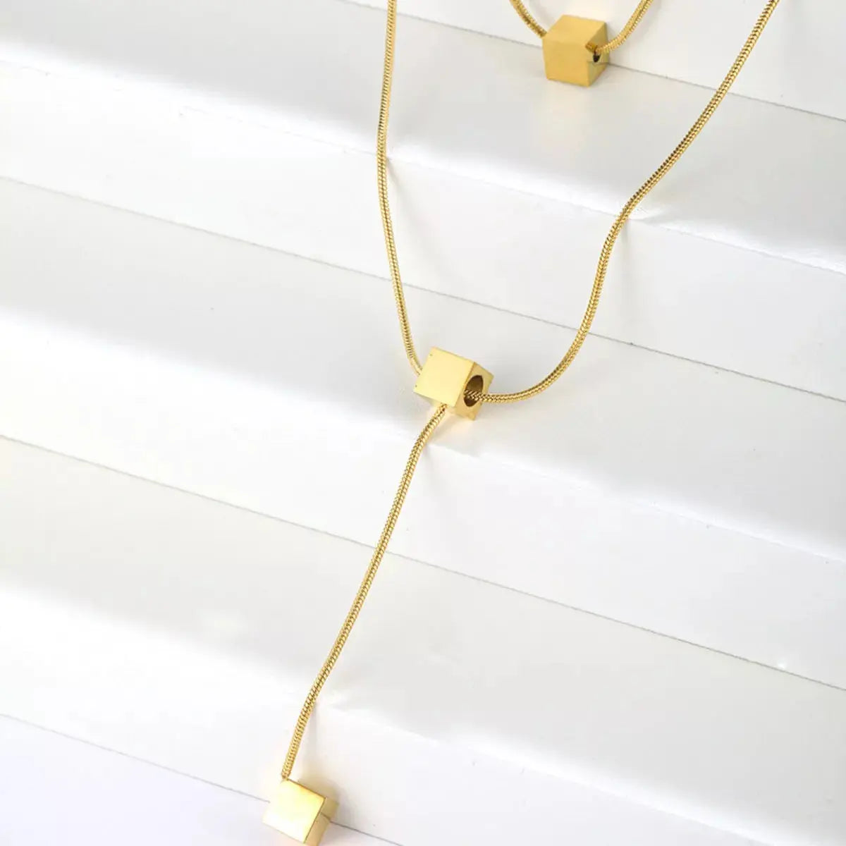 18K Gold-Plated Double Layered Geometric Necklace - SmileBen