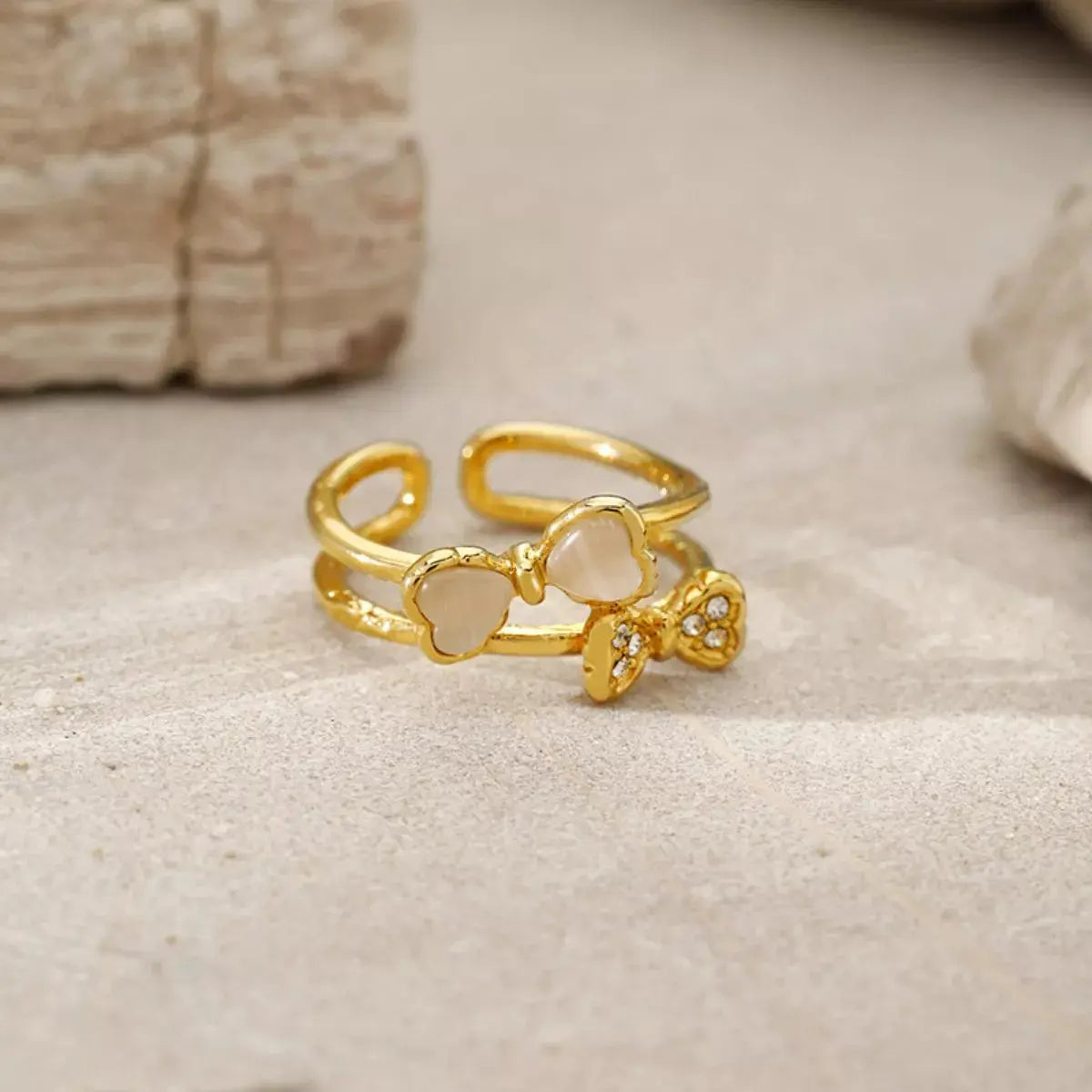 18K Gold-Plated Bow Open Ring - SmileBen