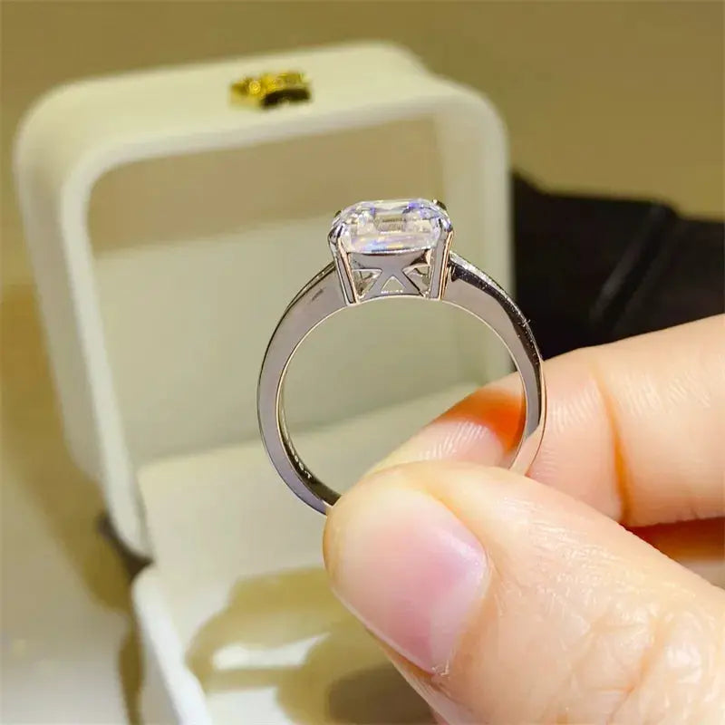 3 Carat Moissanite 925 Sterling Silver Square Shape Ring - SmileBen