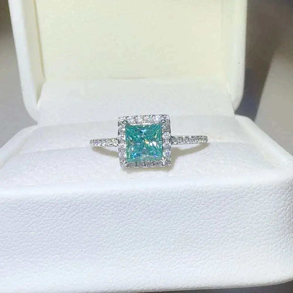 2 Carat 925 Sterling Silver Moissanite Square Shape Ring - SmileBen