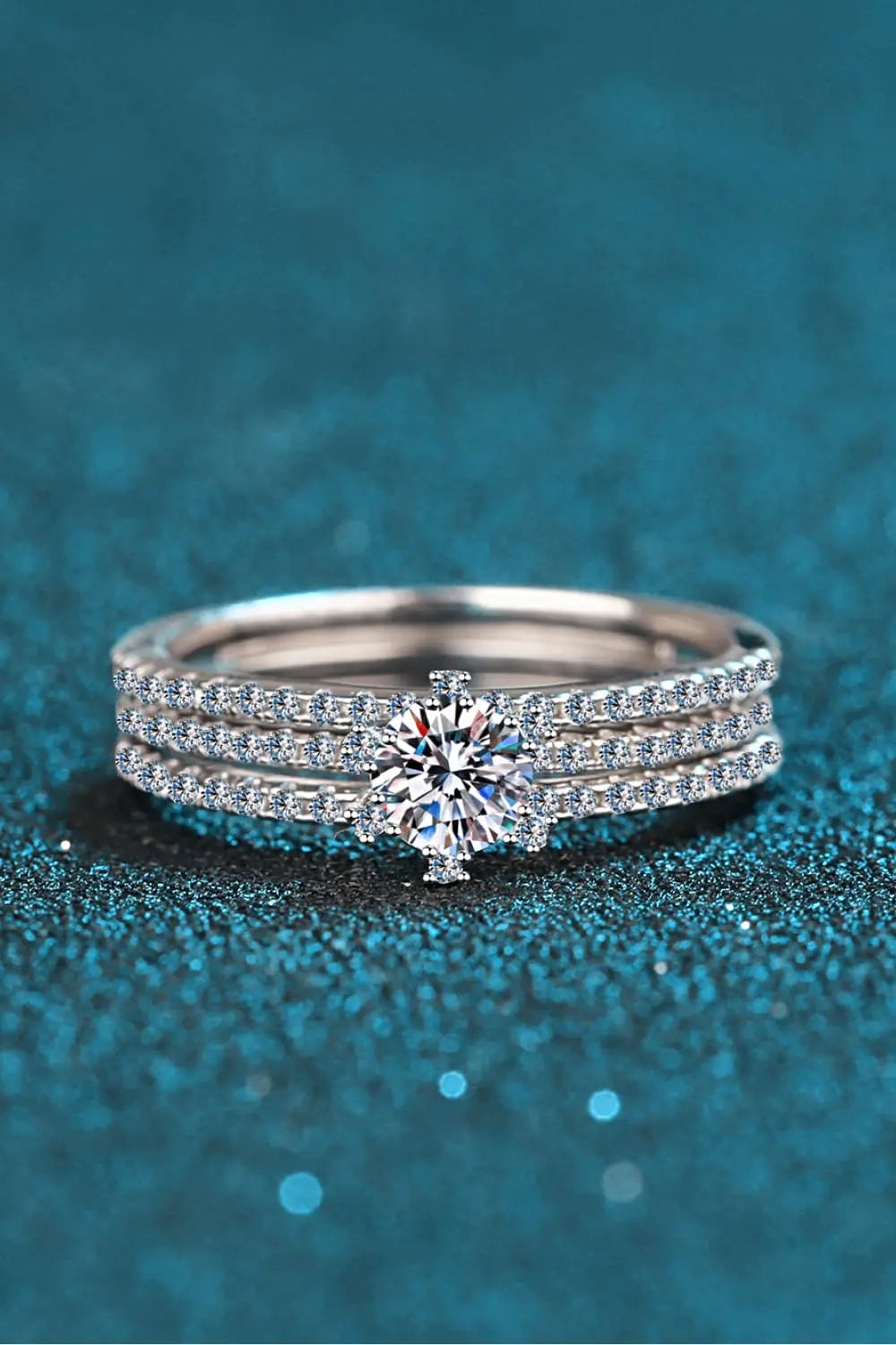 Moissanite 925 Sterling Silver Ring Set - SmileBen