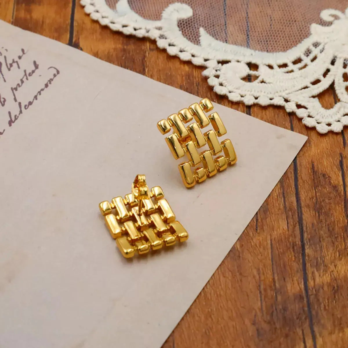18K Gold-Plated Geometric Stud Earrings - SmileBen