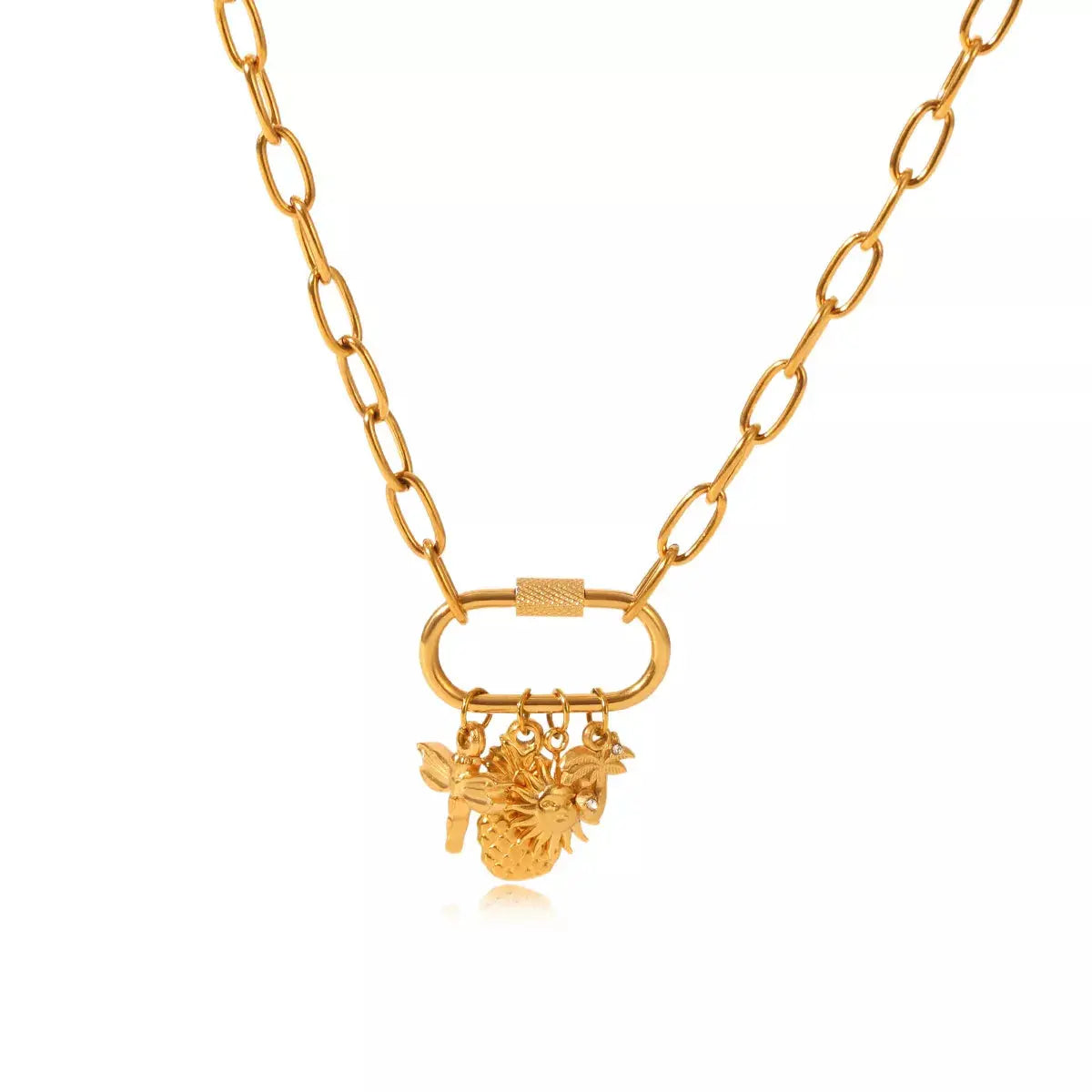 18K Gold-Plated Lock Chain Necklace - SmileBen