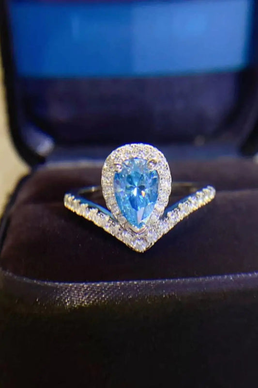 1 Carat Pear Shape Moissanite Heart Ring - SmileBen