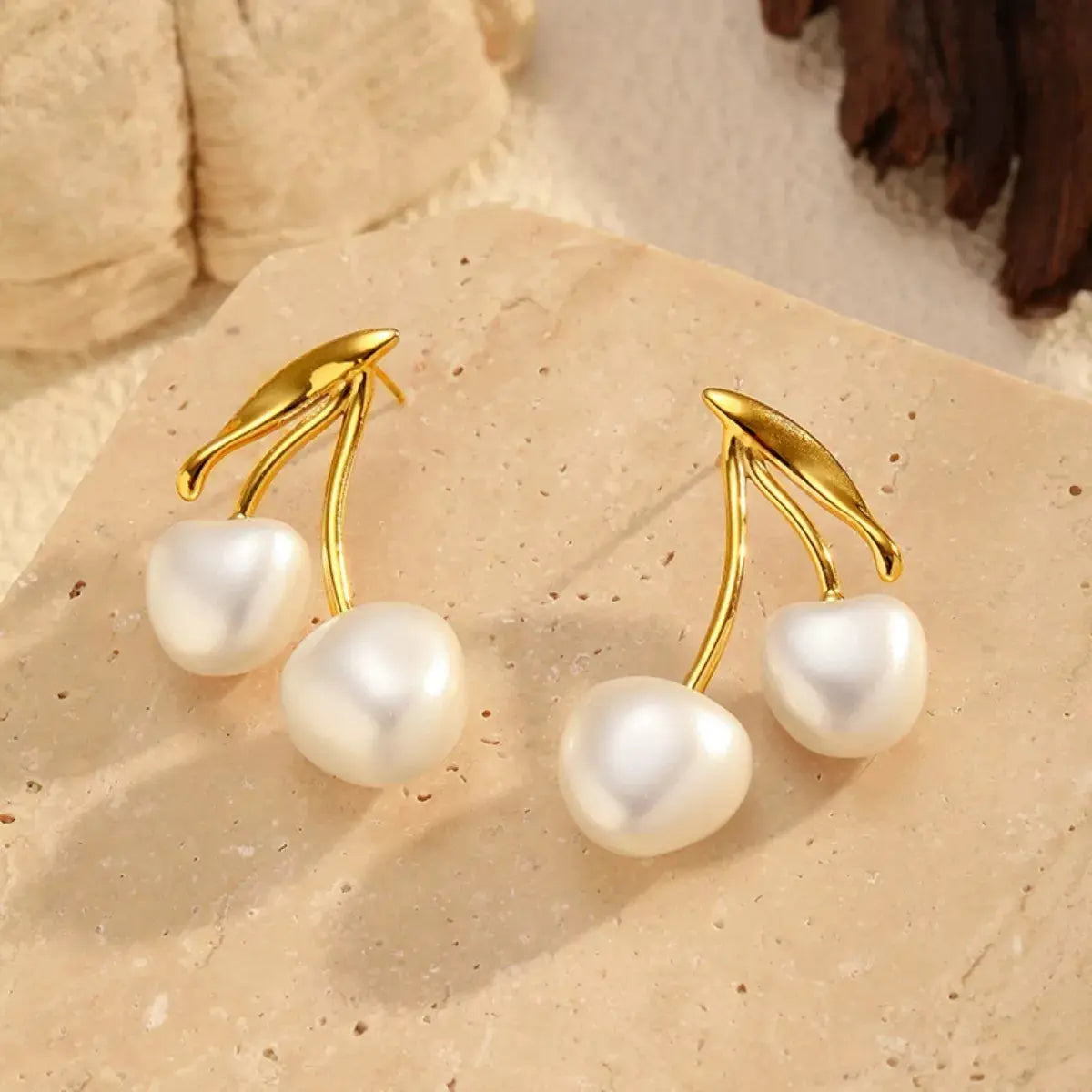 Pearl Cherry Drop Earrings - SmileBen