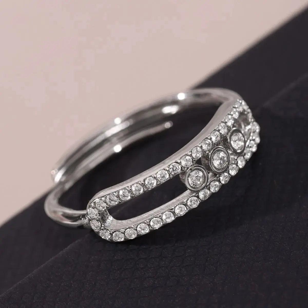 Moving Crystal Bar Necklace and Ring Jewelry Set - SmileBen