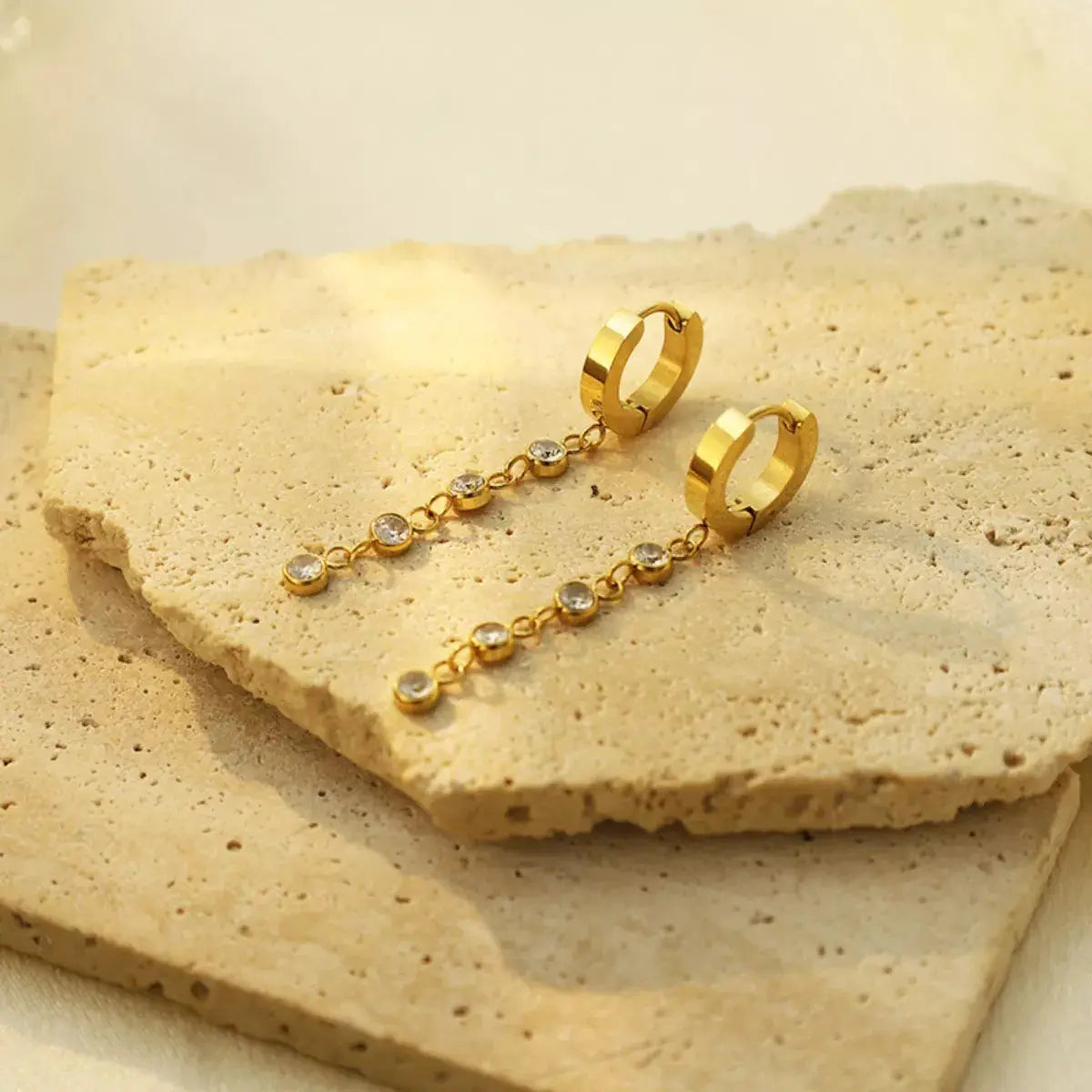 18K Gold-Plated Hoop Drop Earrings - SmileBen