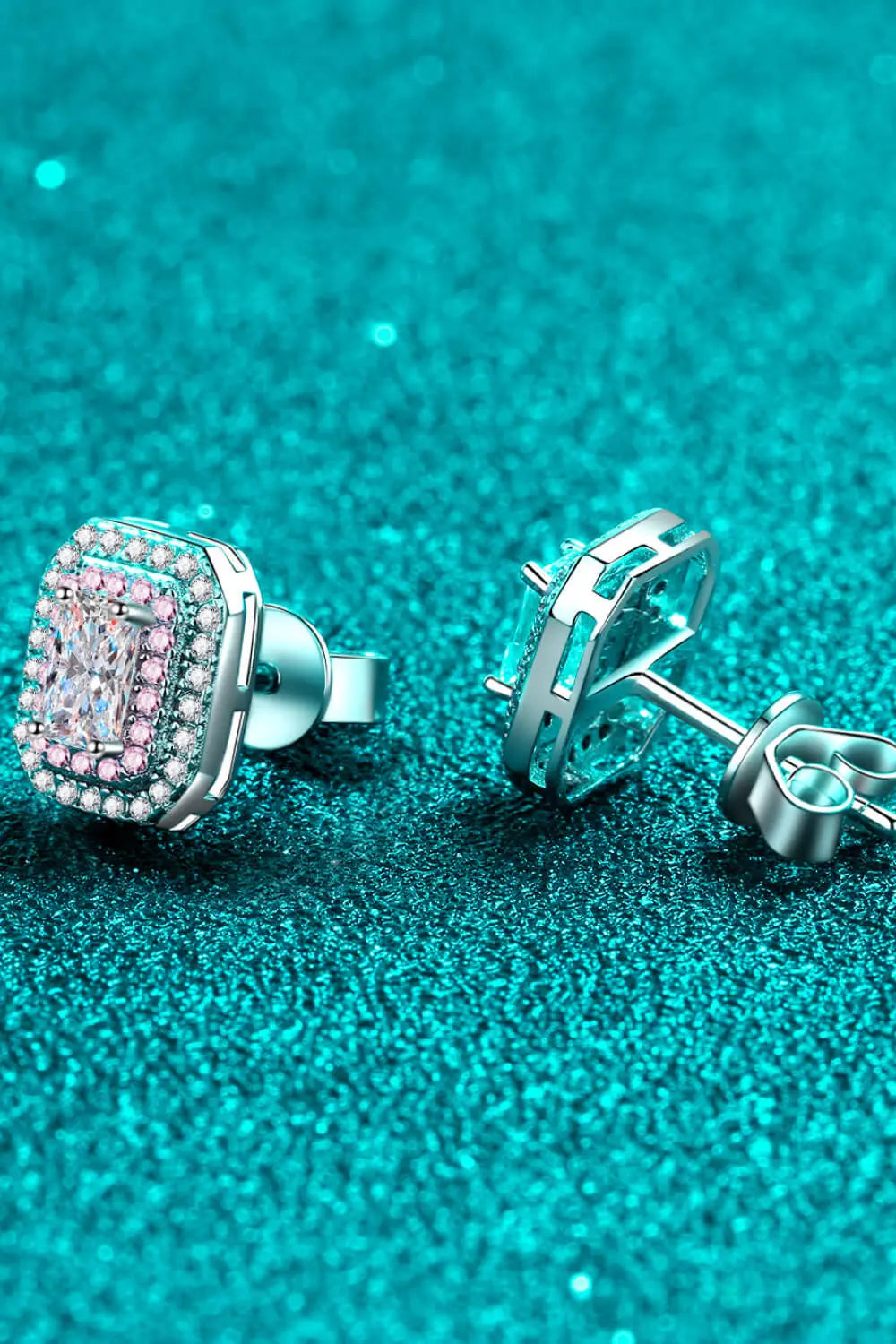1 Carat Moissanite and Zircon Contrast Geometric Stud Earrings - SmileBen