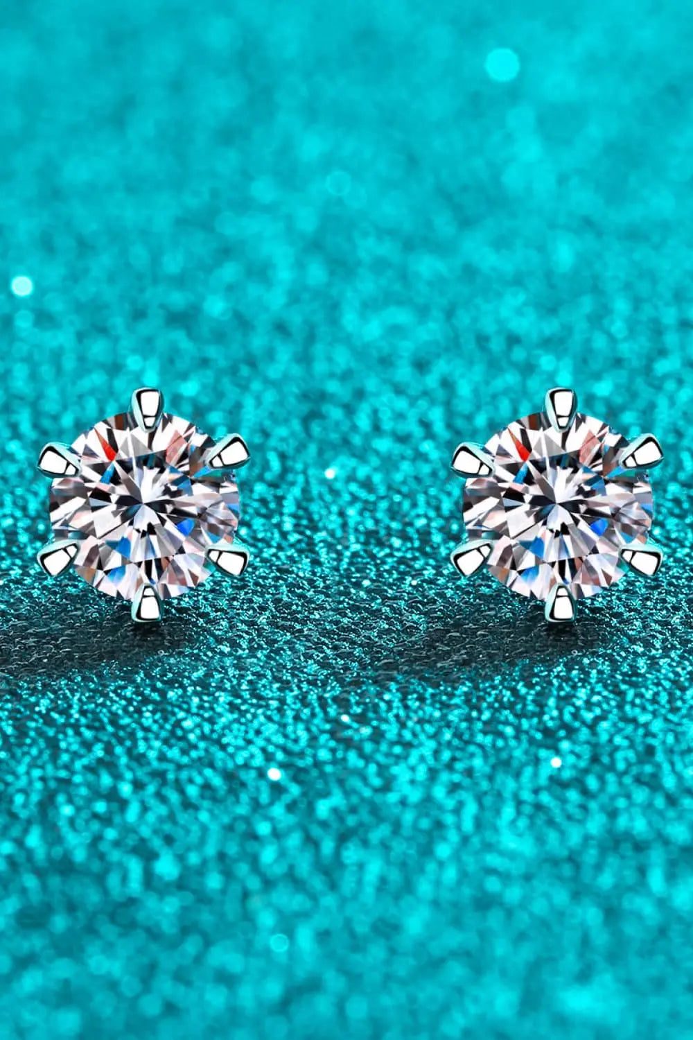 1 Carat Moissanite Rhodium-Plated Stud Earrings - SmileBen