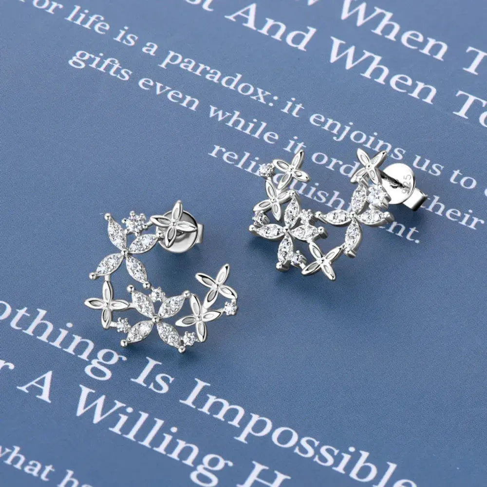 925 Sterling Silver Moissanite Lucky Clover Earrings - SmileBen