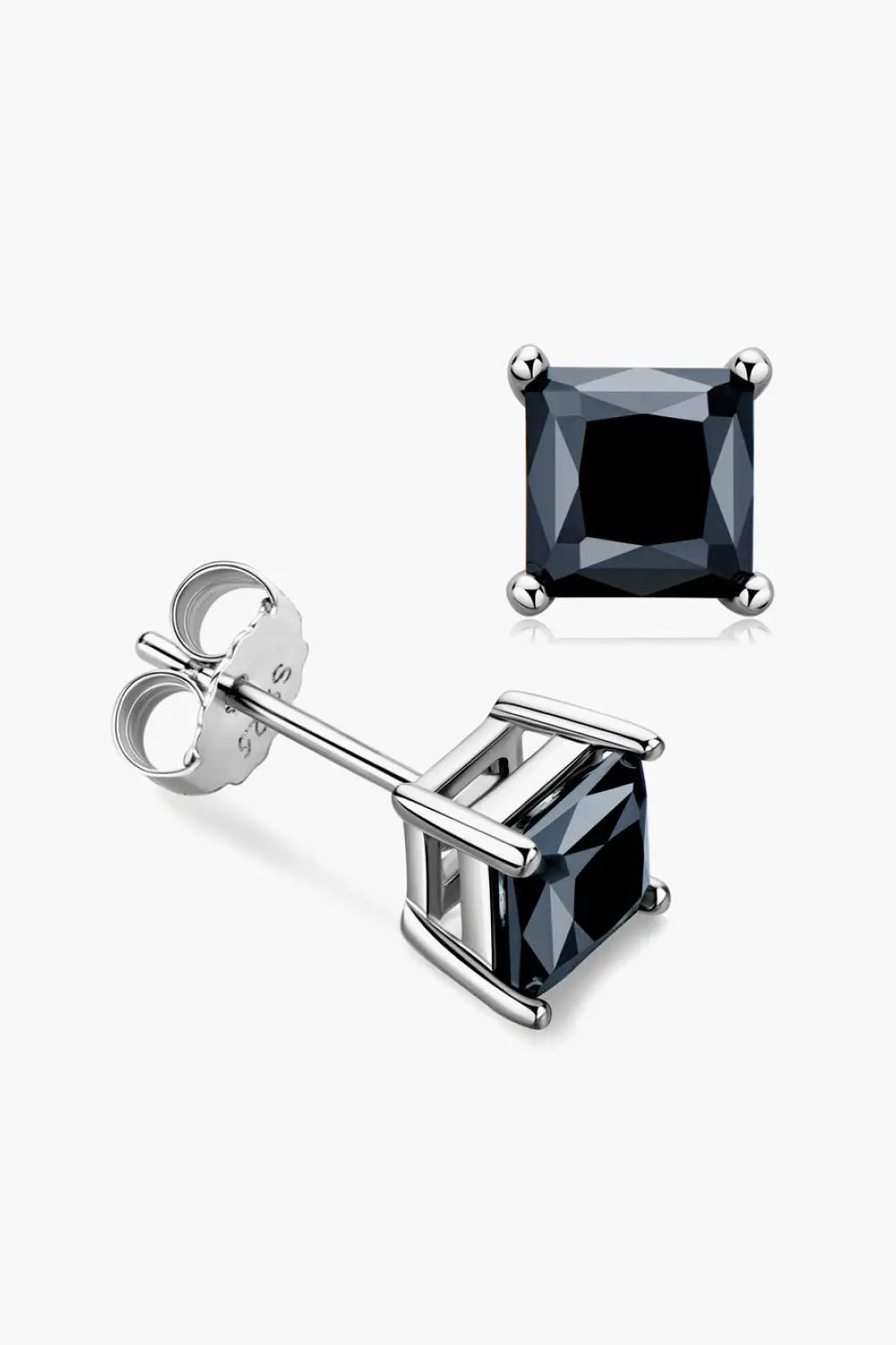 925 Sterling Silver Square Moissanite Stud Earrings - SmileBen