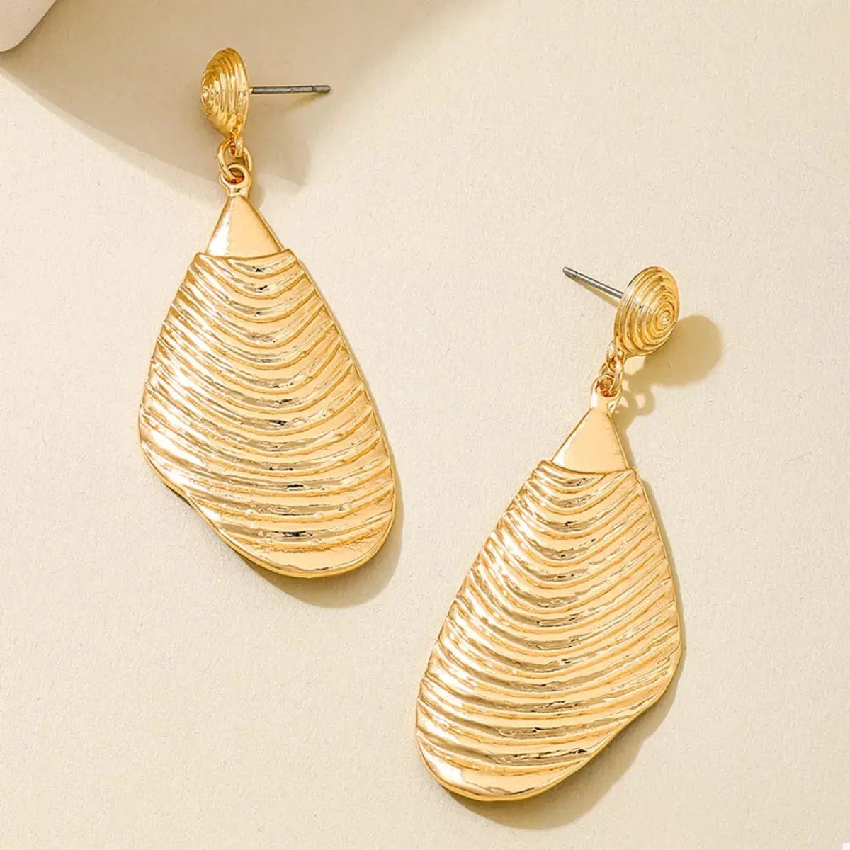 18K Gold-Plated Textured Dangle Earrings - SmileBen