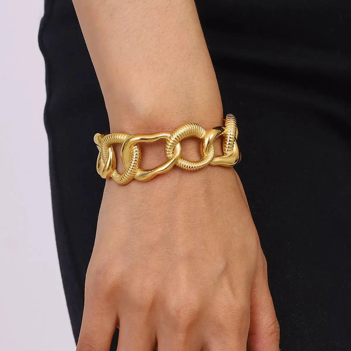 18K Gold-Plated Chain Link Open Bracelet - SmileBen