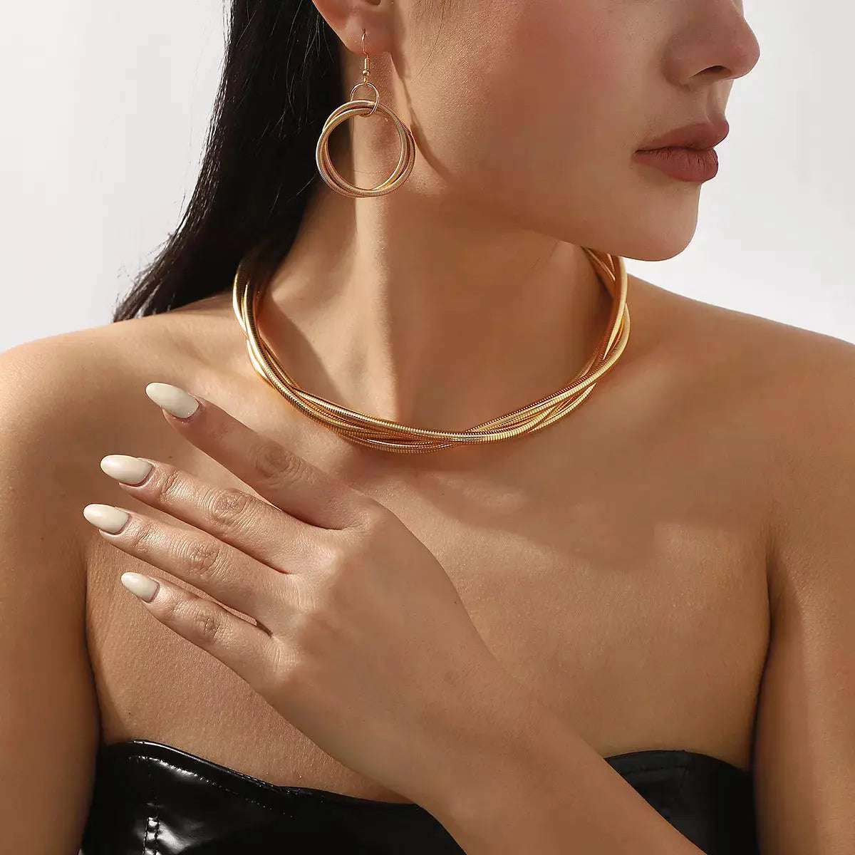 Multi-Layered Earrings and Necklace Jewelry Set - SmileBen