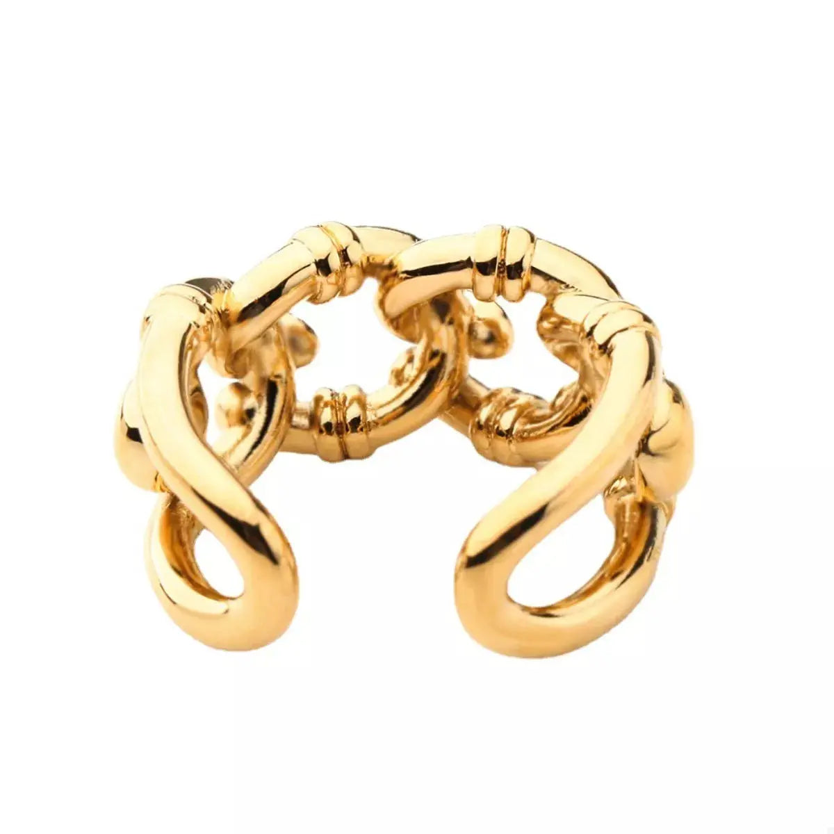 18K Gold-Plated Chain Link Open Ring - SmileBen