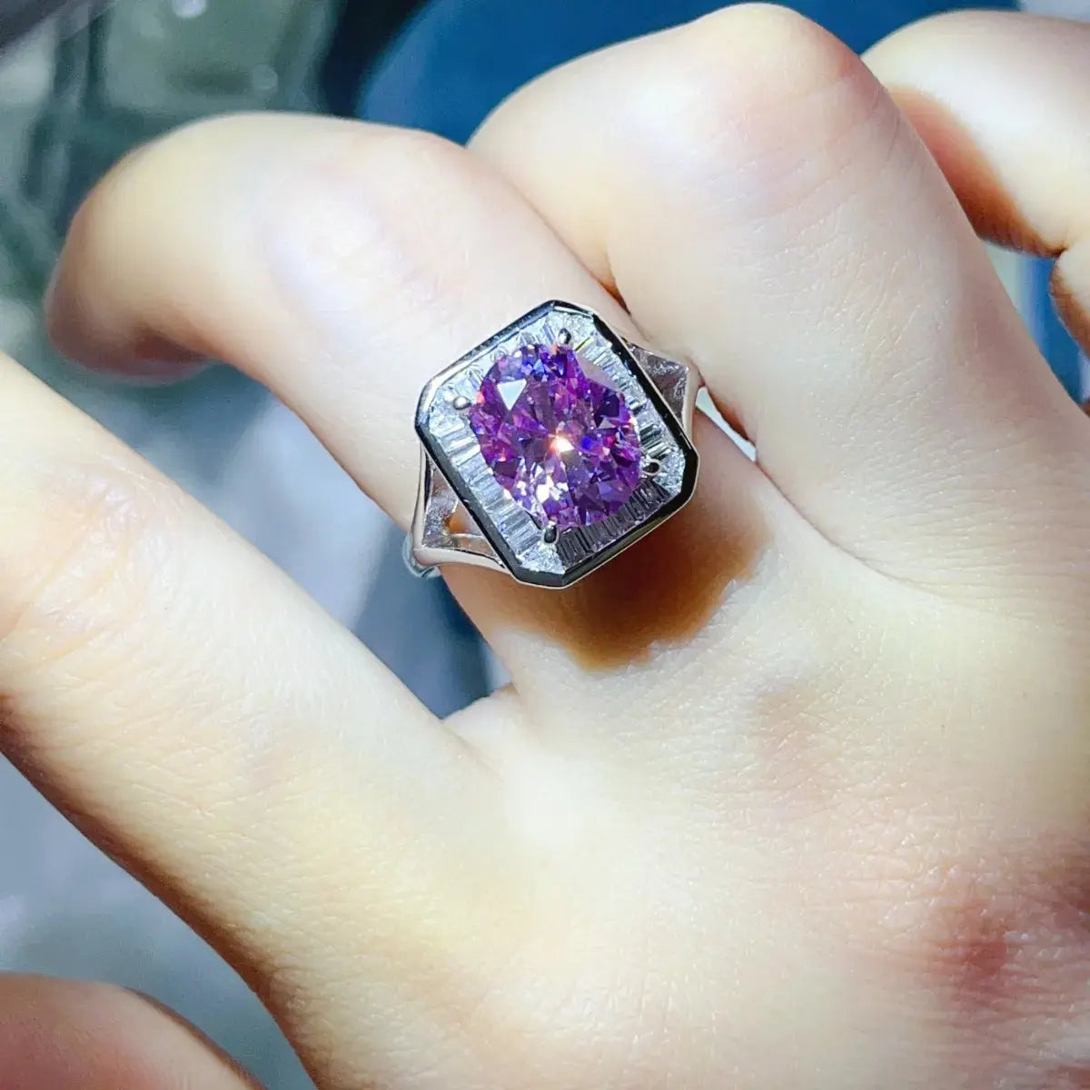 3 Carat Moissanite Square Ring - SmileBen