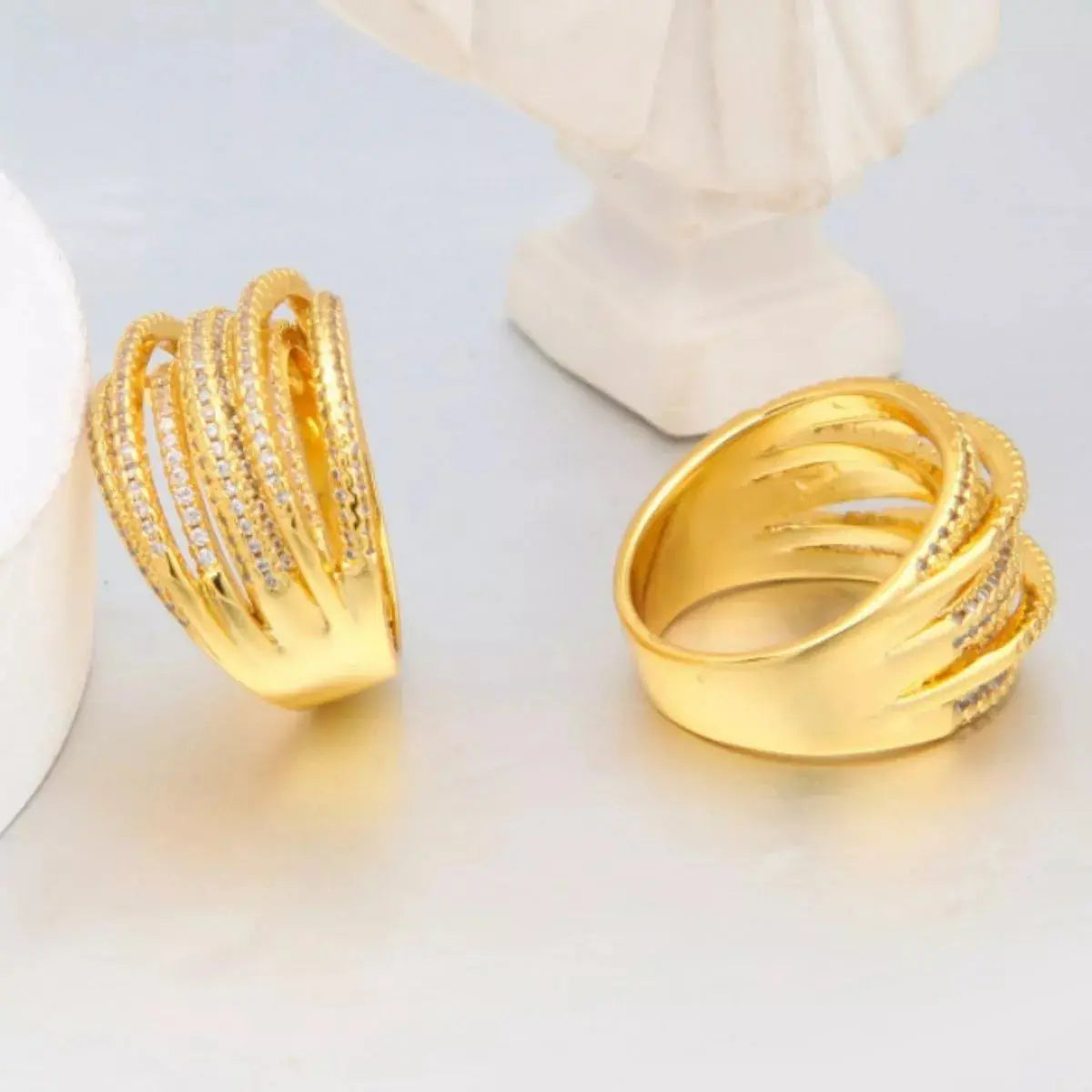 18K Gold-Plated Multi-Row Ring - SmileBen