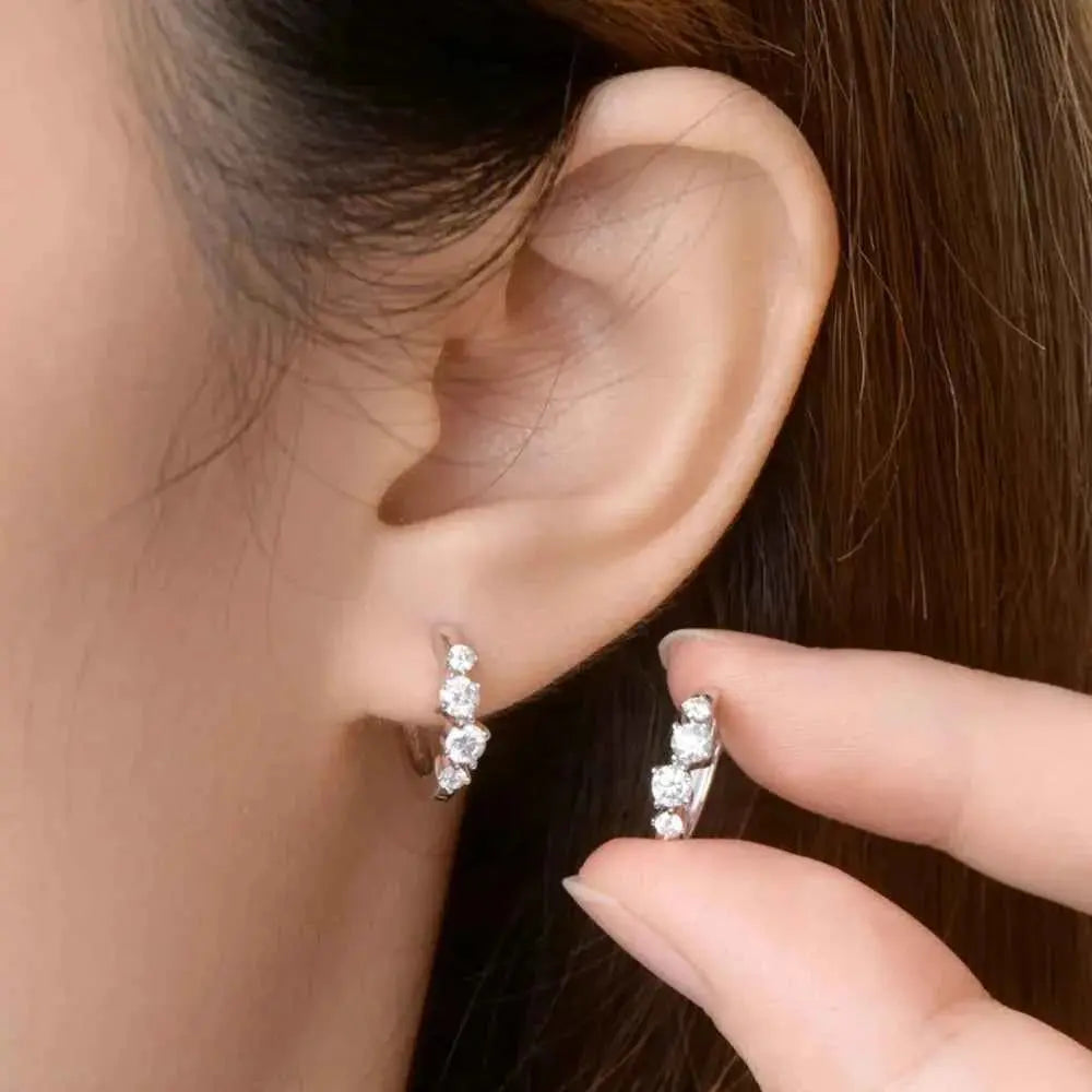 925 Sterling Silver Moissanite Huggie Earrings - SmileBen
