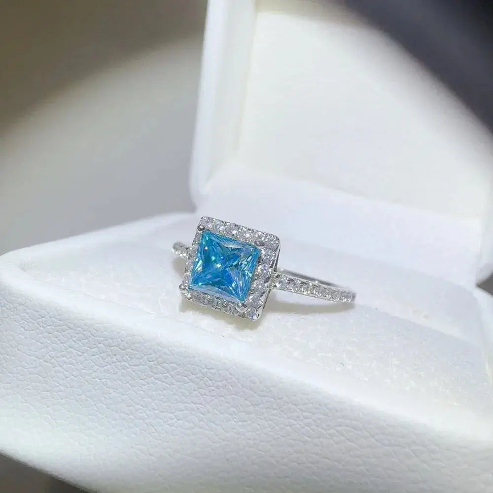 2 Carat Moissanite 925 Sterling Silver Square Shape Ring - SmileBen