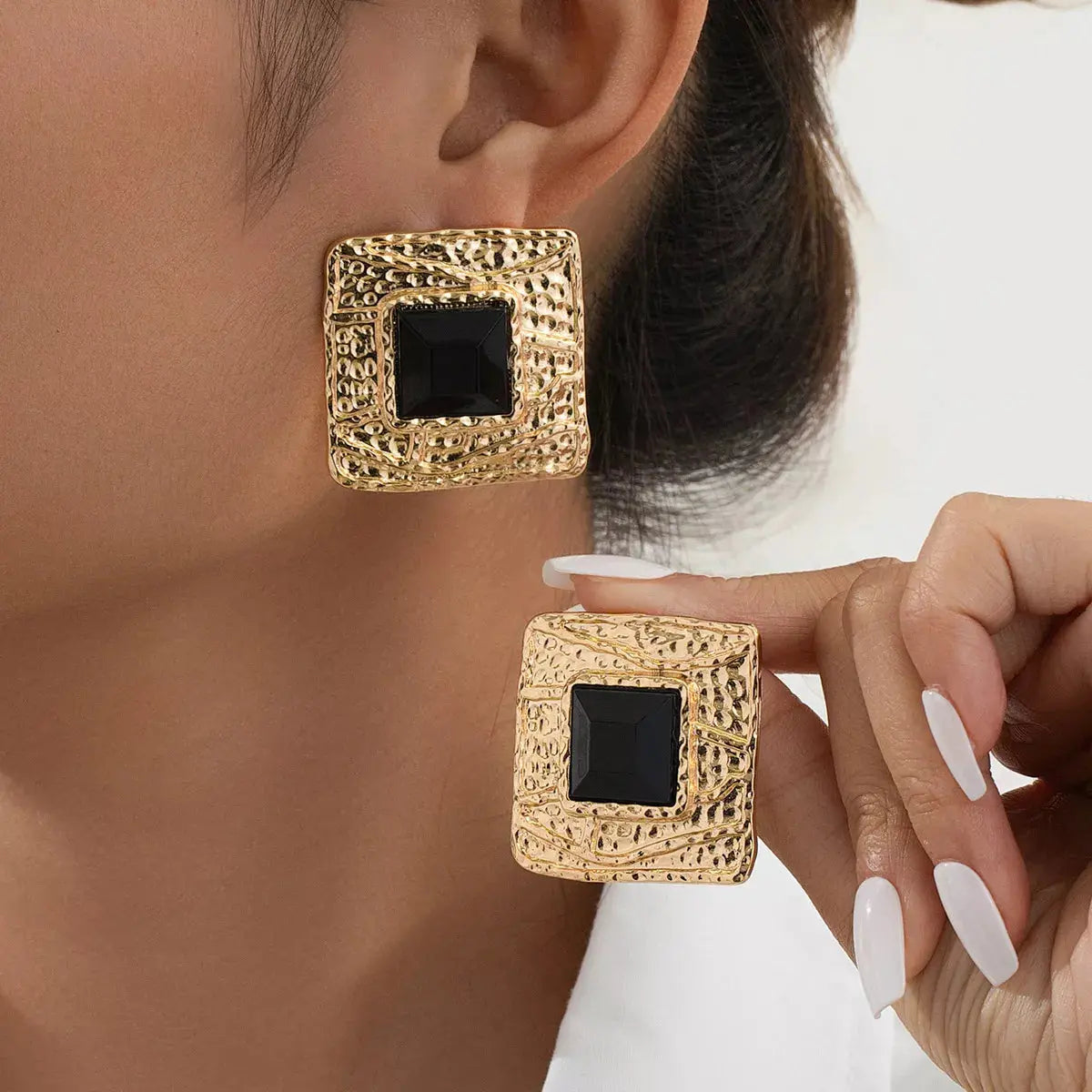 18K Gold-Plated Square Earrings - SmileBen
