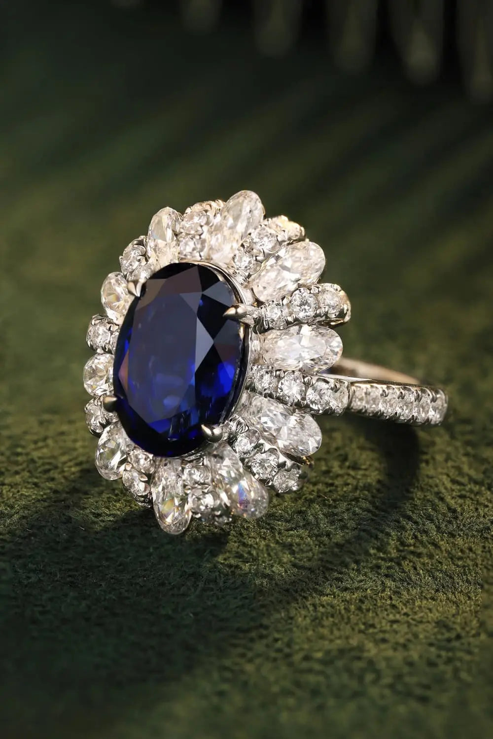5 Carat Lab-Grown Sapphire Flower Shape Ring - SmileBen