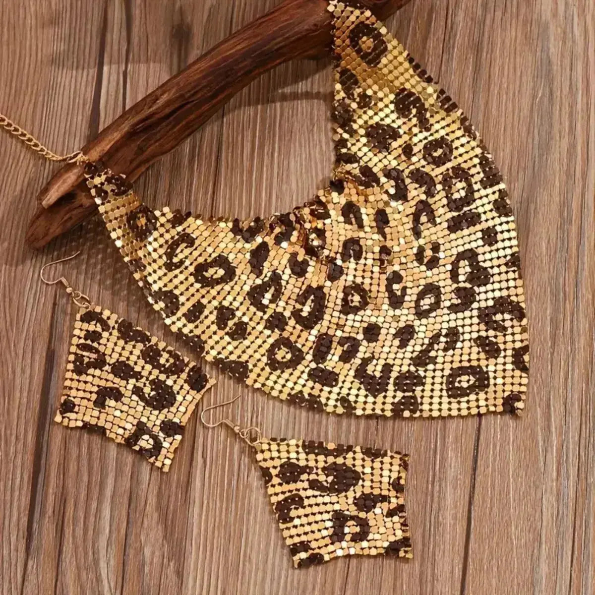 Leopard Necklace and Earrings Jewelry Set - SmileBen