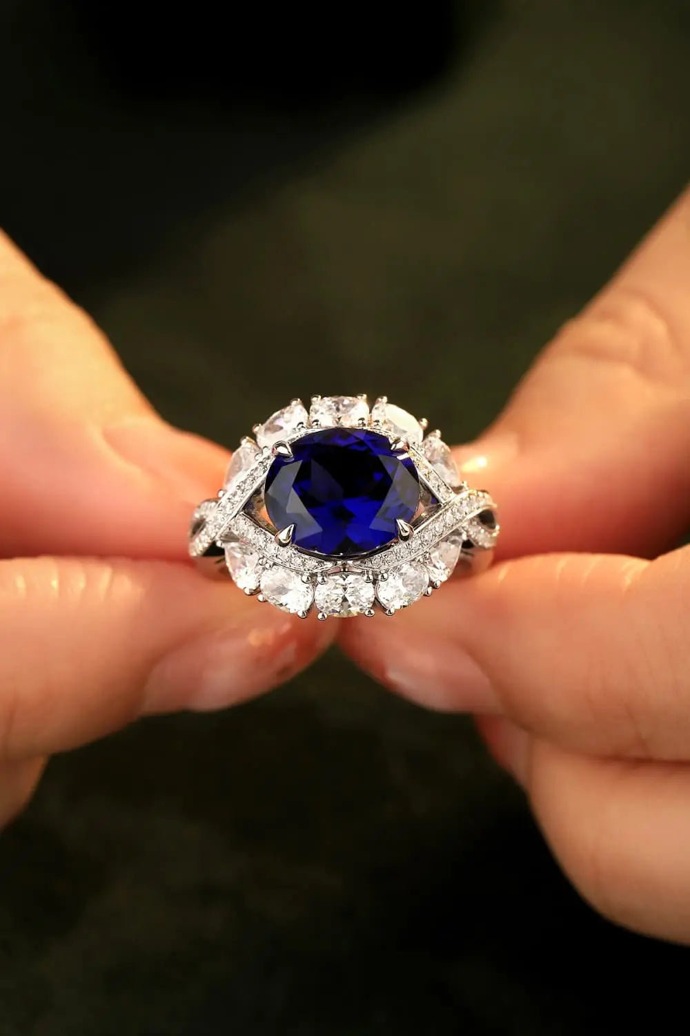 5 Carat Lab-Grown Sapphire Platinum-Plated Ring - SmileBen