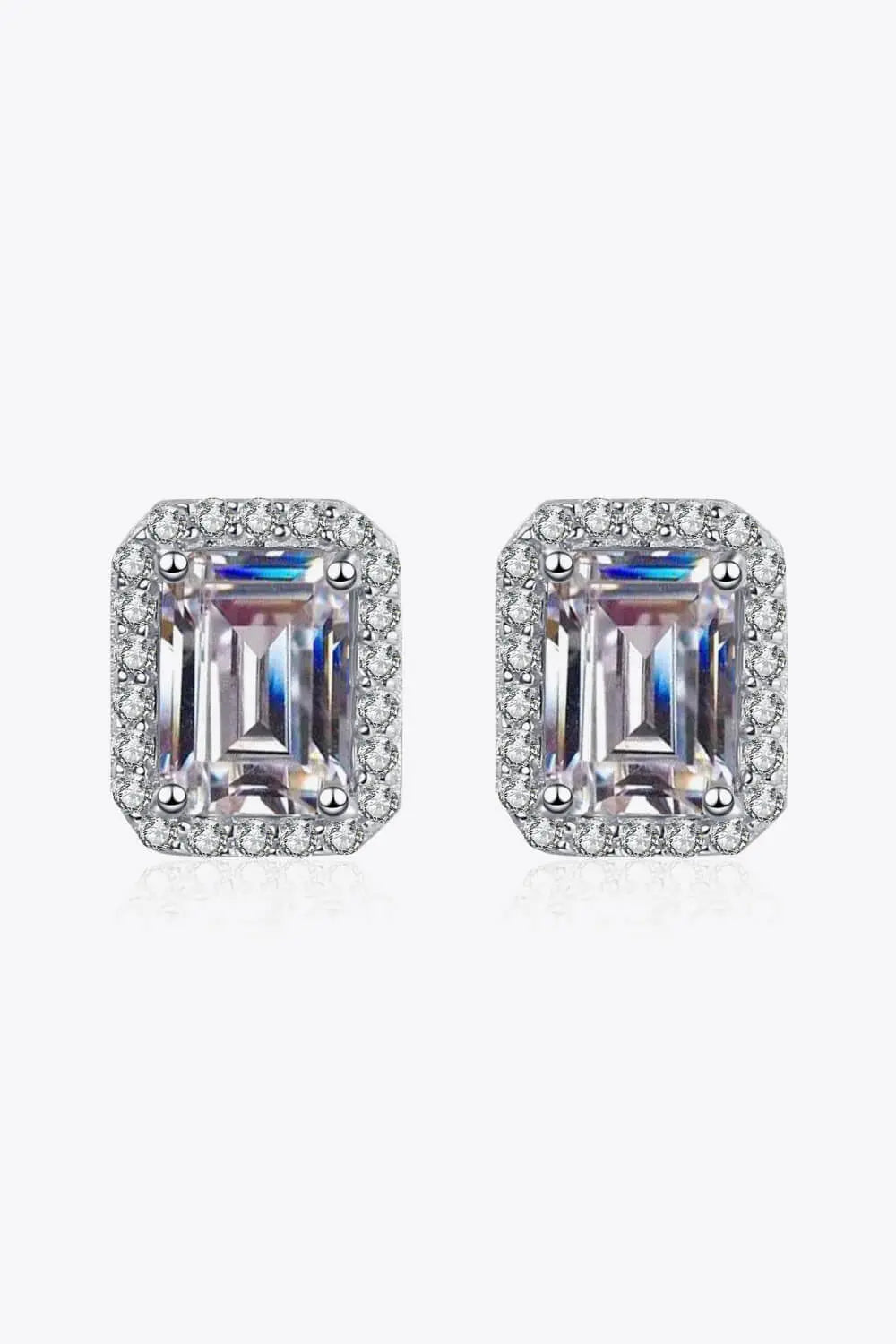 Adored 1 Carat Moissanite Rhodium-Plated Square Stud Earrings - SmileBen