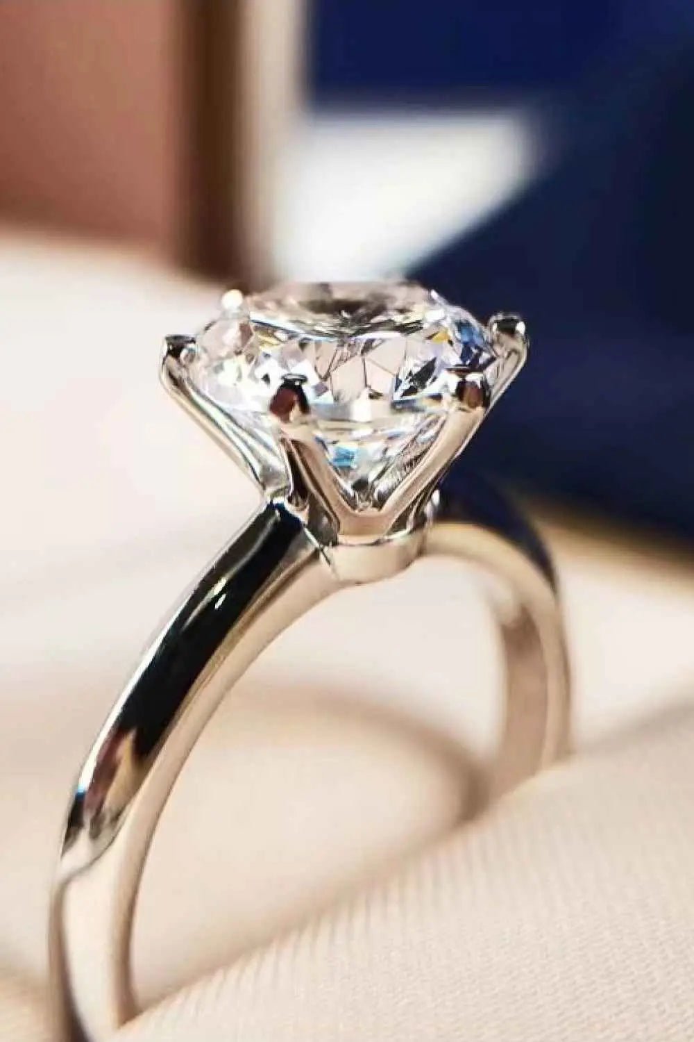 Adored 925 Sterling Silver 3 Carat Moissanite 6 - Prong Ring - SmileBen