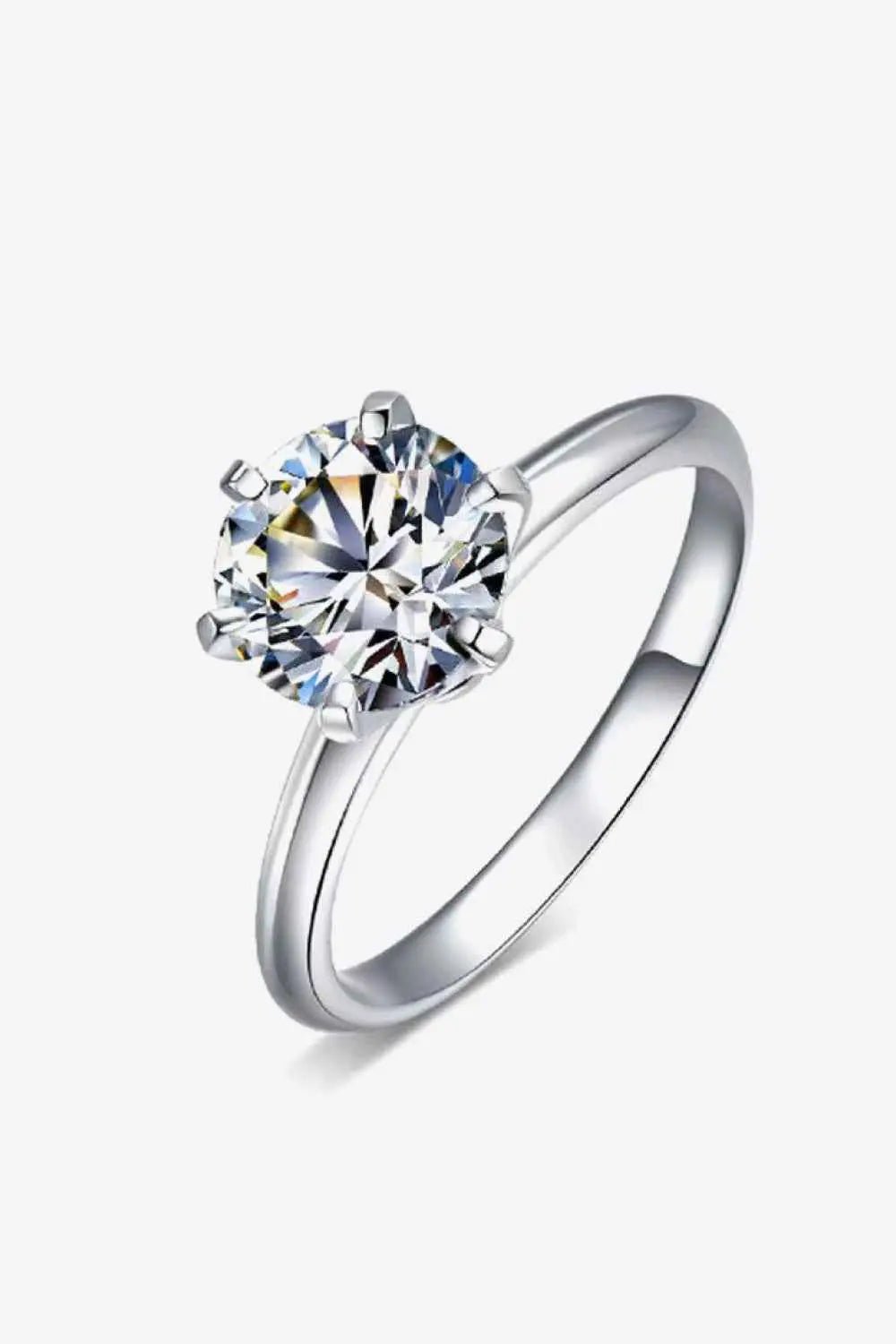 Adored 925 Sterling Silver 3 Carat Moissanite 6 - Prong Ring - SmileBen