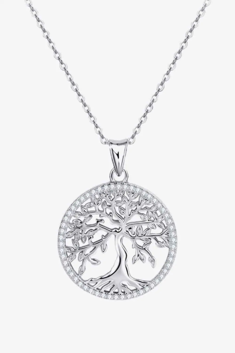 Adored 925 Sterling Silver Moissanite Tree Pendant Necklace - SmileBen