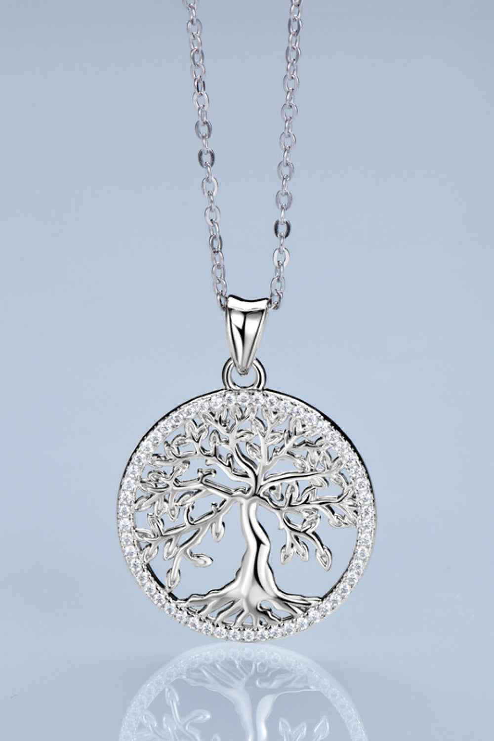 Adored 925 Sterling Silver Moissanite Tree Pendant Necklace - SmileBen