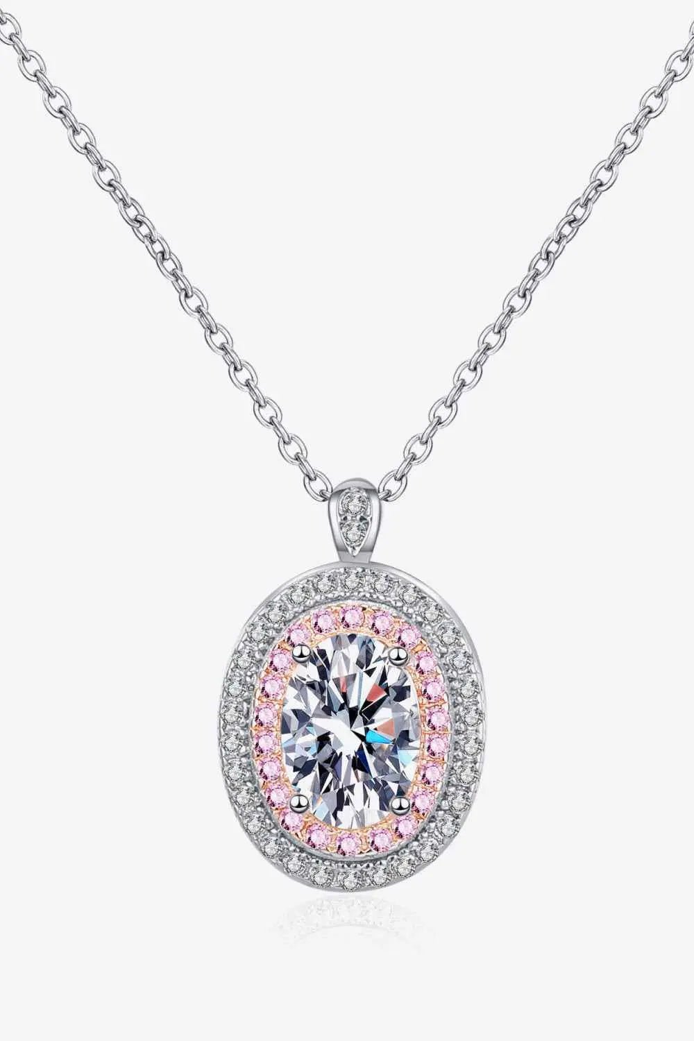 Adored 925 Sterling Silver Rhodium - Plated 1 Carat Moissanite Pendant Necklace - SmileBen
