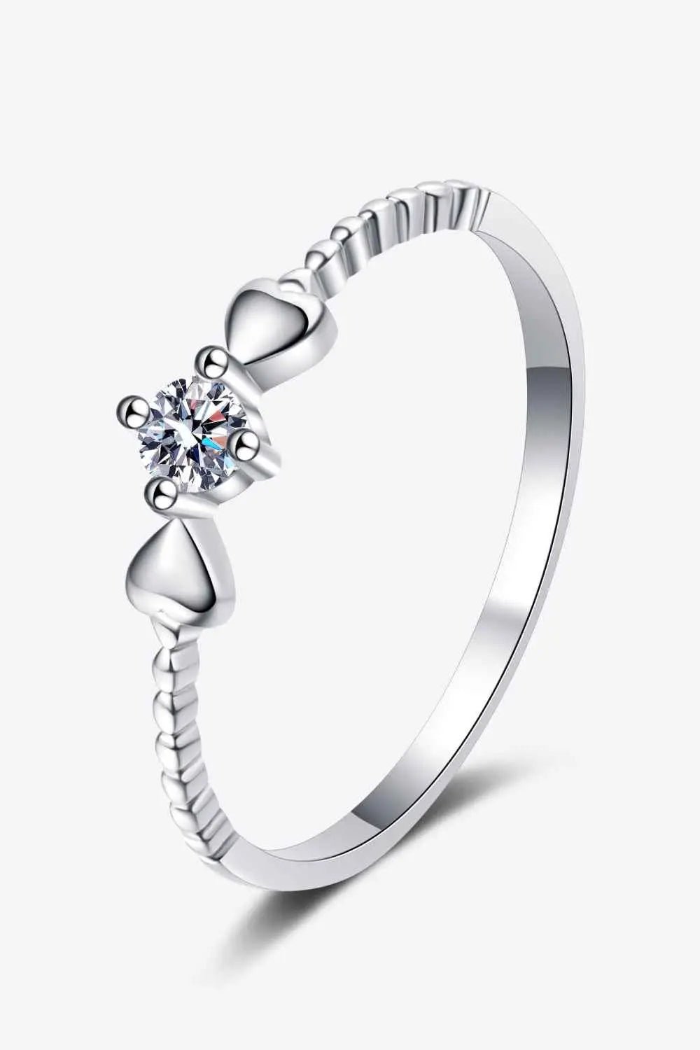 Adored Moissanite Heart 925 Sterling Silver Ring - SmileBen
