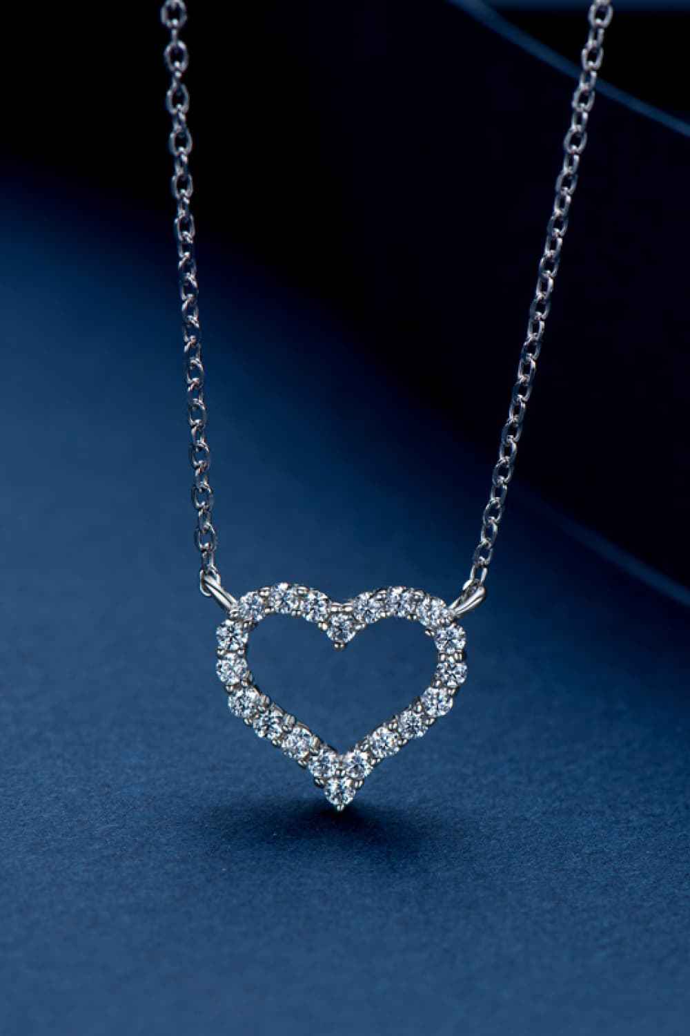 Adored Moissanite Platinum - Plated Heart Necklace - SmileBen
