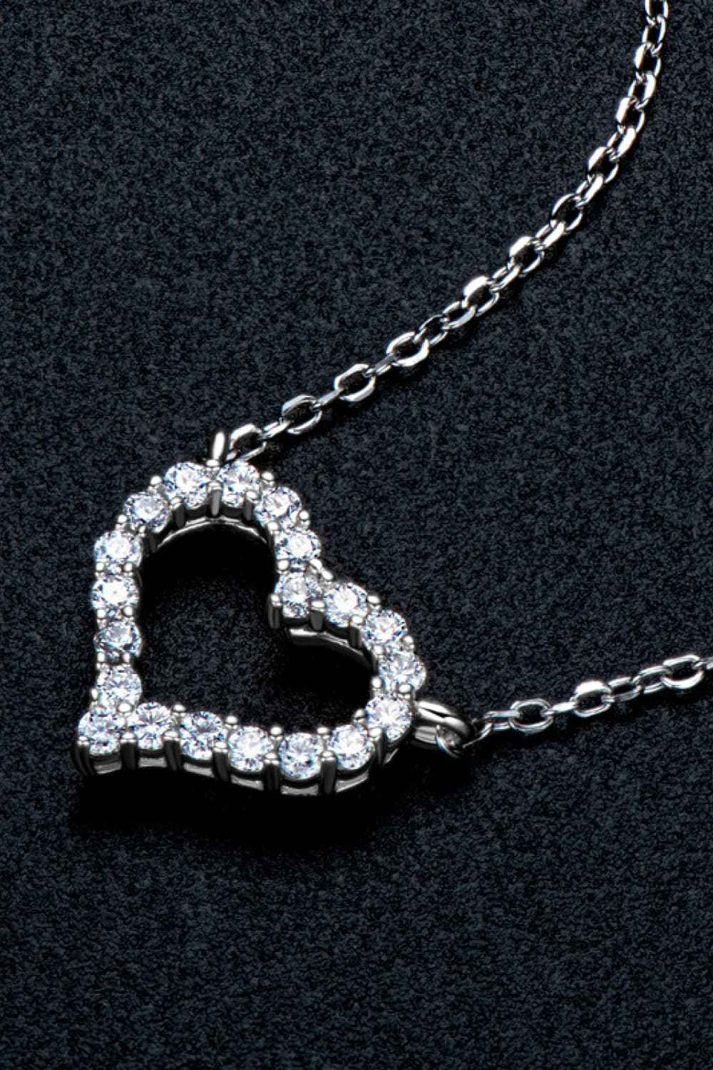 Adored Moissanite Platinum - Plated Heart Necklace - SmileBen