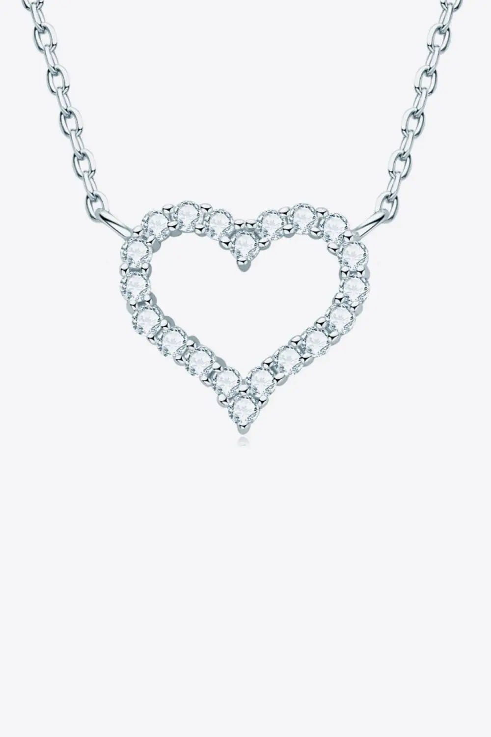 Adored Moissanite Platinum - Plated Heart Necklace - SmileBen