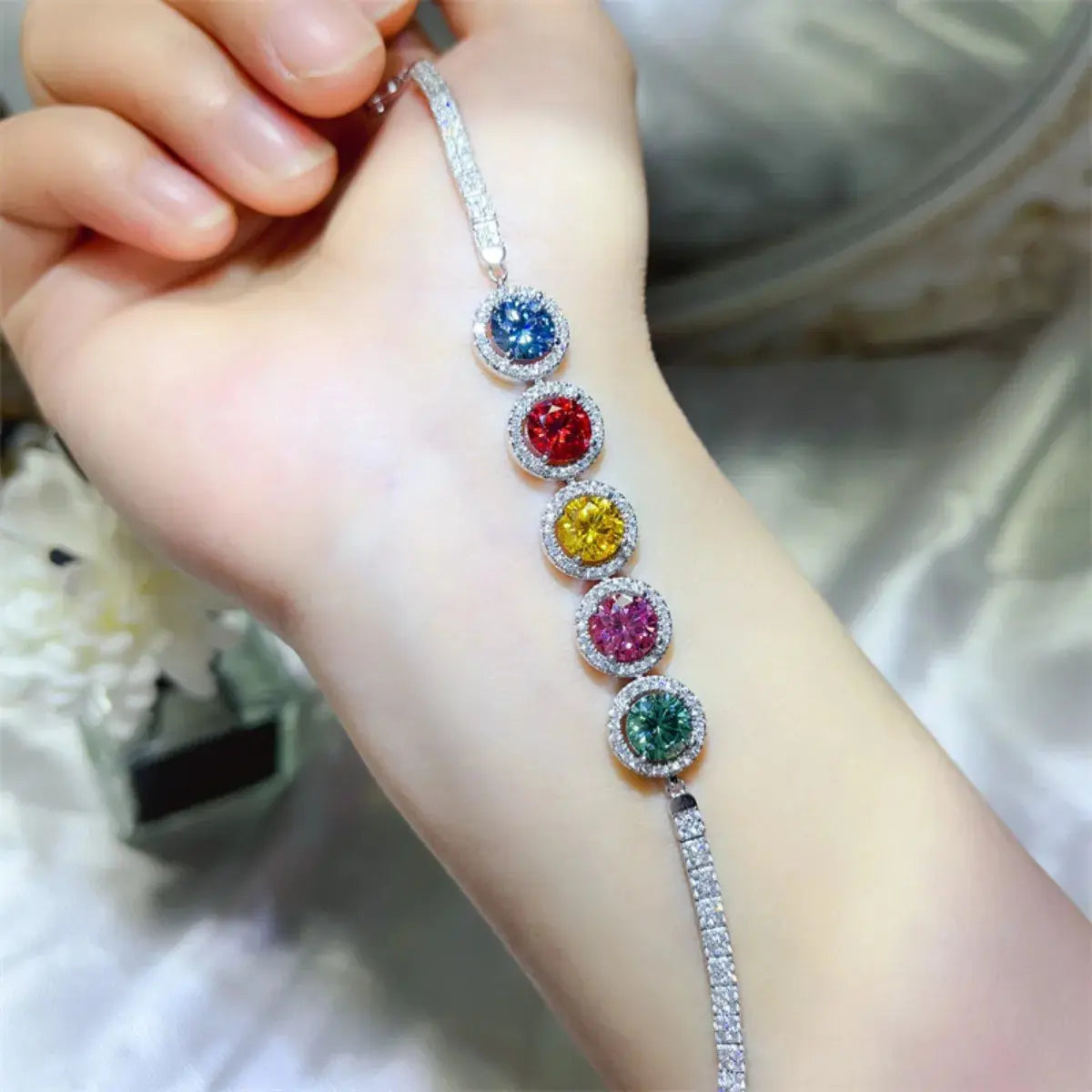 5 Carat 925 Sterling Silver Moissanite Bracelet - SmileBen