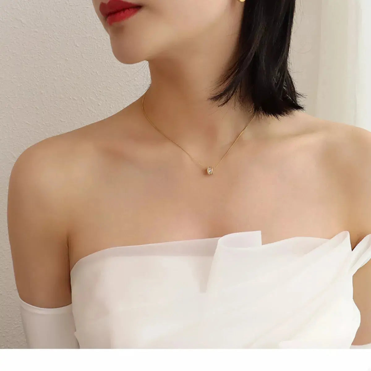 18K Gold-Plated Zircon Minimalist Necklace - SmileBen