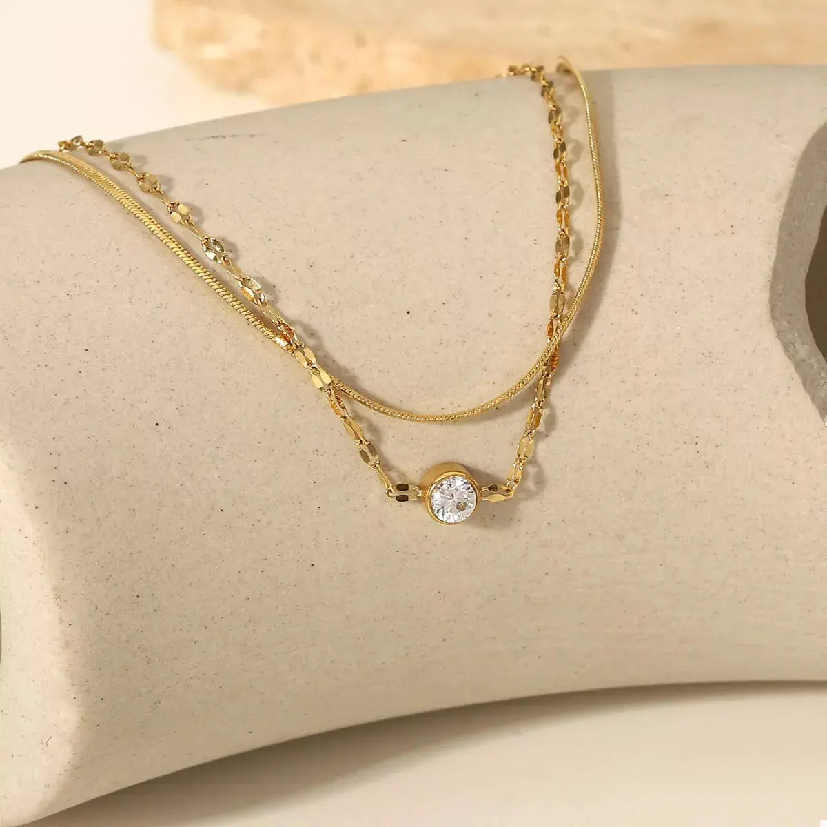 18K Gold-Plated Zircon Double Layered Bracelet - SmileBen