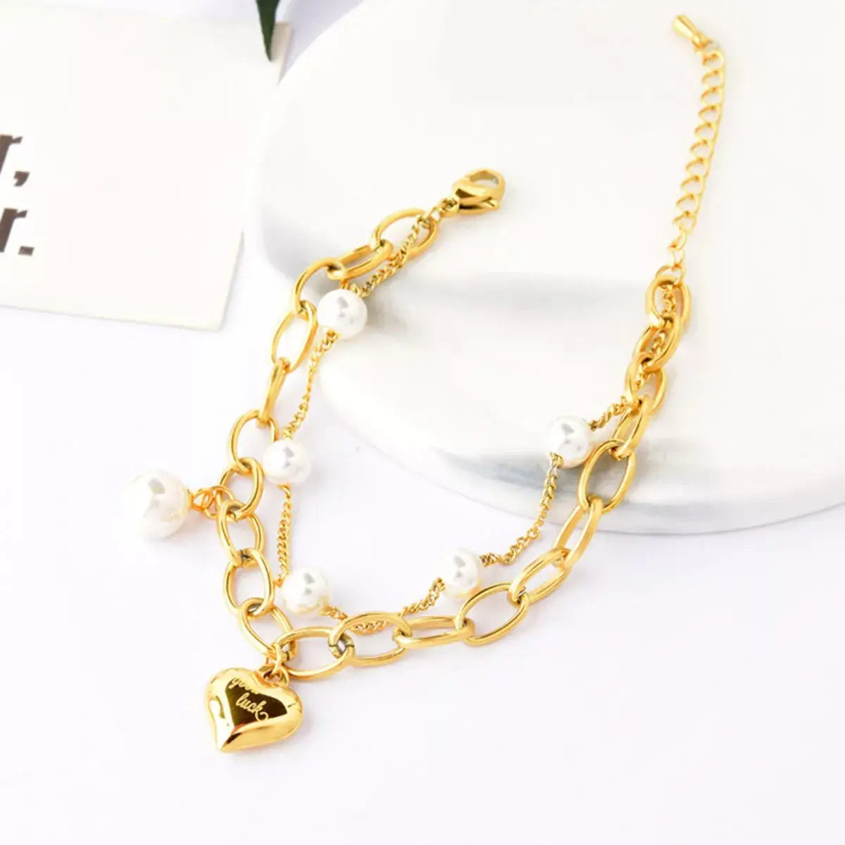 18K Gold-Plated Heart Charm Bracelet - SmileBen