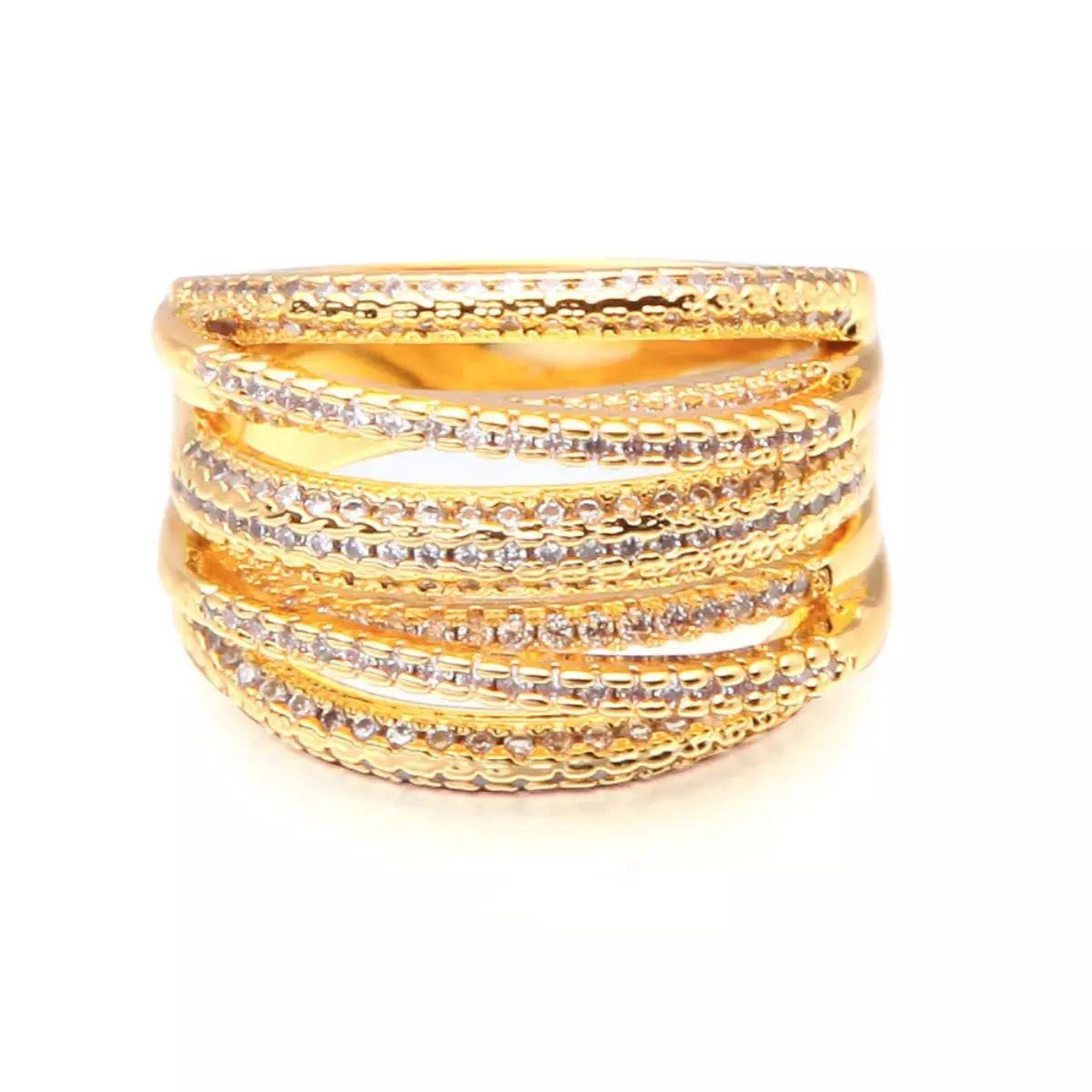 18K Gold-Plated Multi-Row Ring - SmileBen