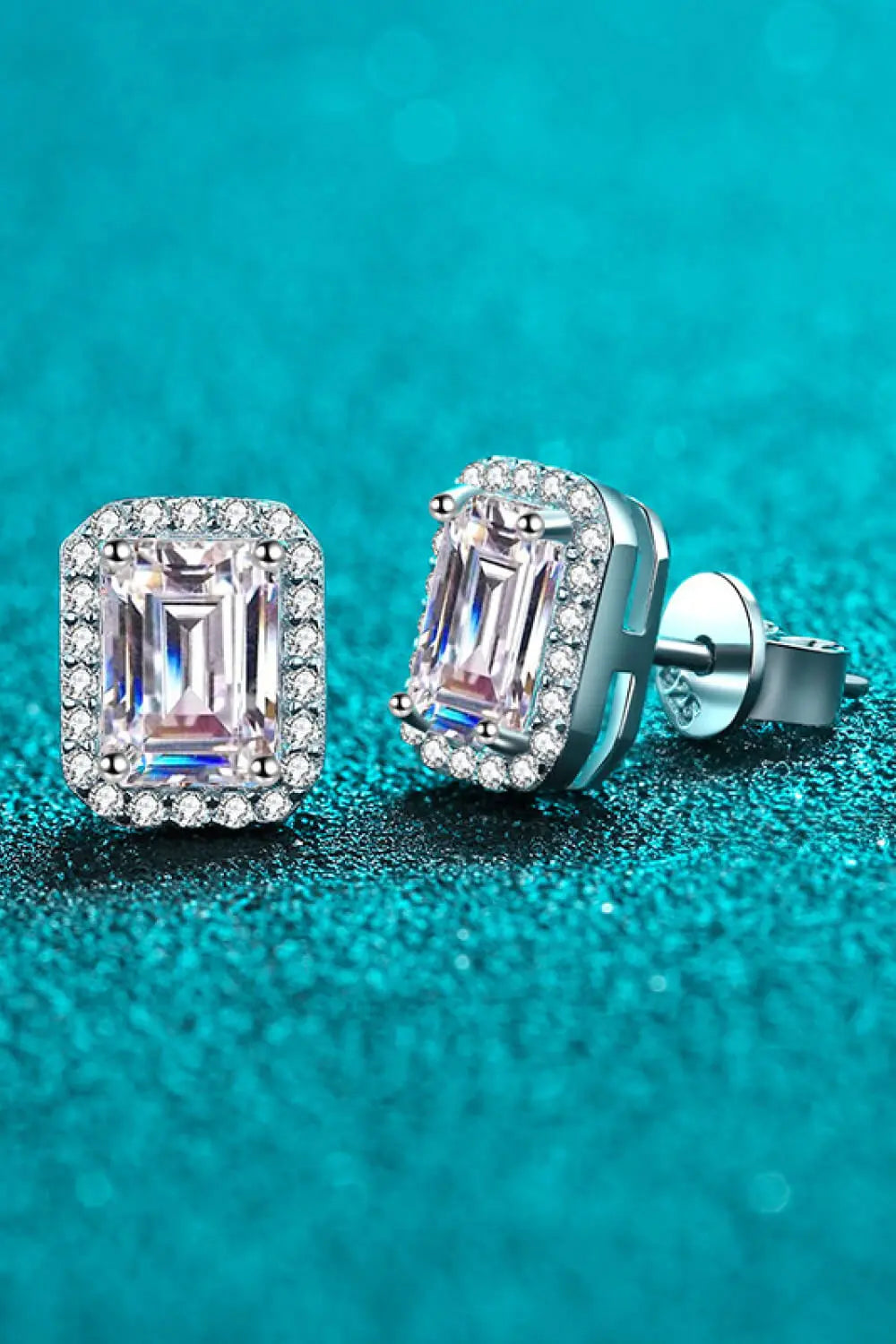 Adored 1 Carat Moissanite Rhodium-Plated Square Stud Earrings - SmileBen