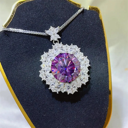10 Carat Moissanite 925 Sterling Silver Necklace - SmileBen