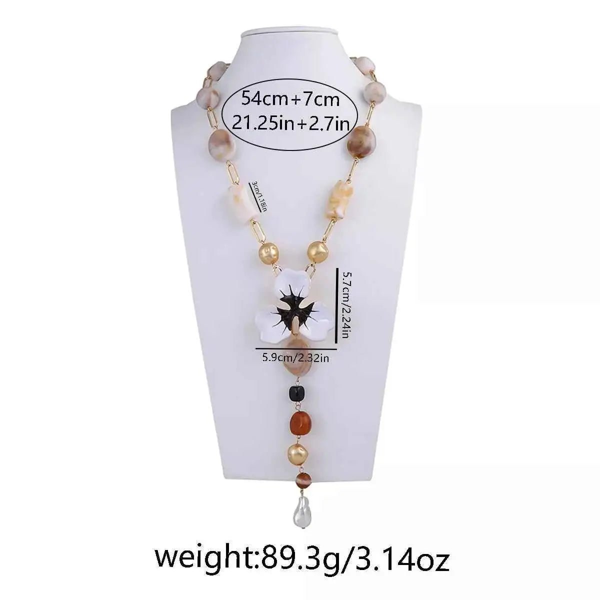 Alloy Dripping Oil Flower Resin Y - Shaped Necklace - SmileBen
